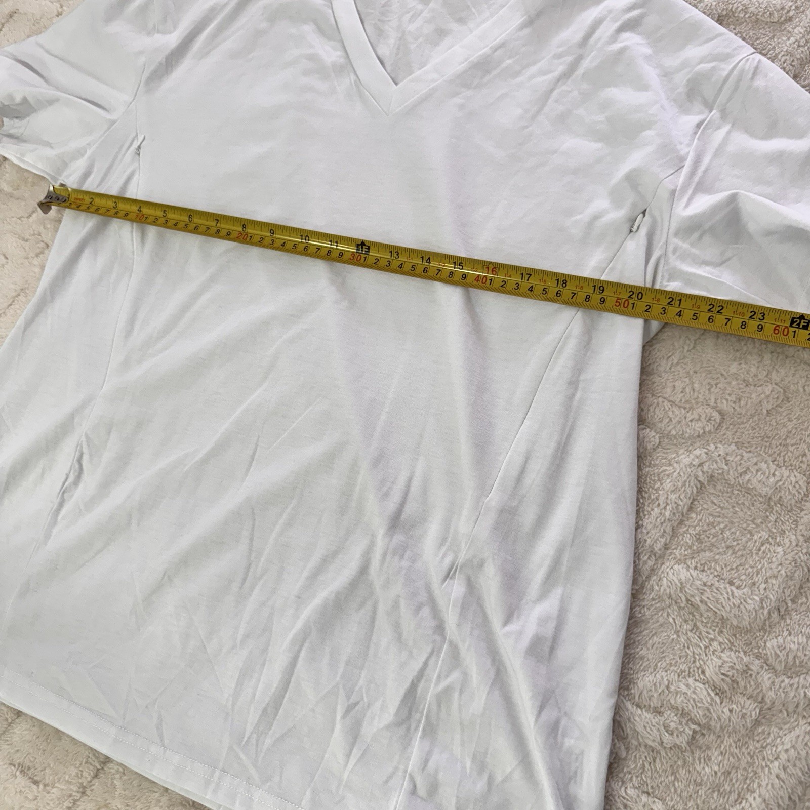 White V Neck Zip Sides Short Sleeve Boxy Tee Shirt Womens Size M Casual Top New