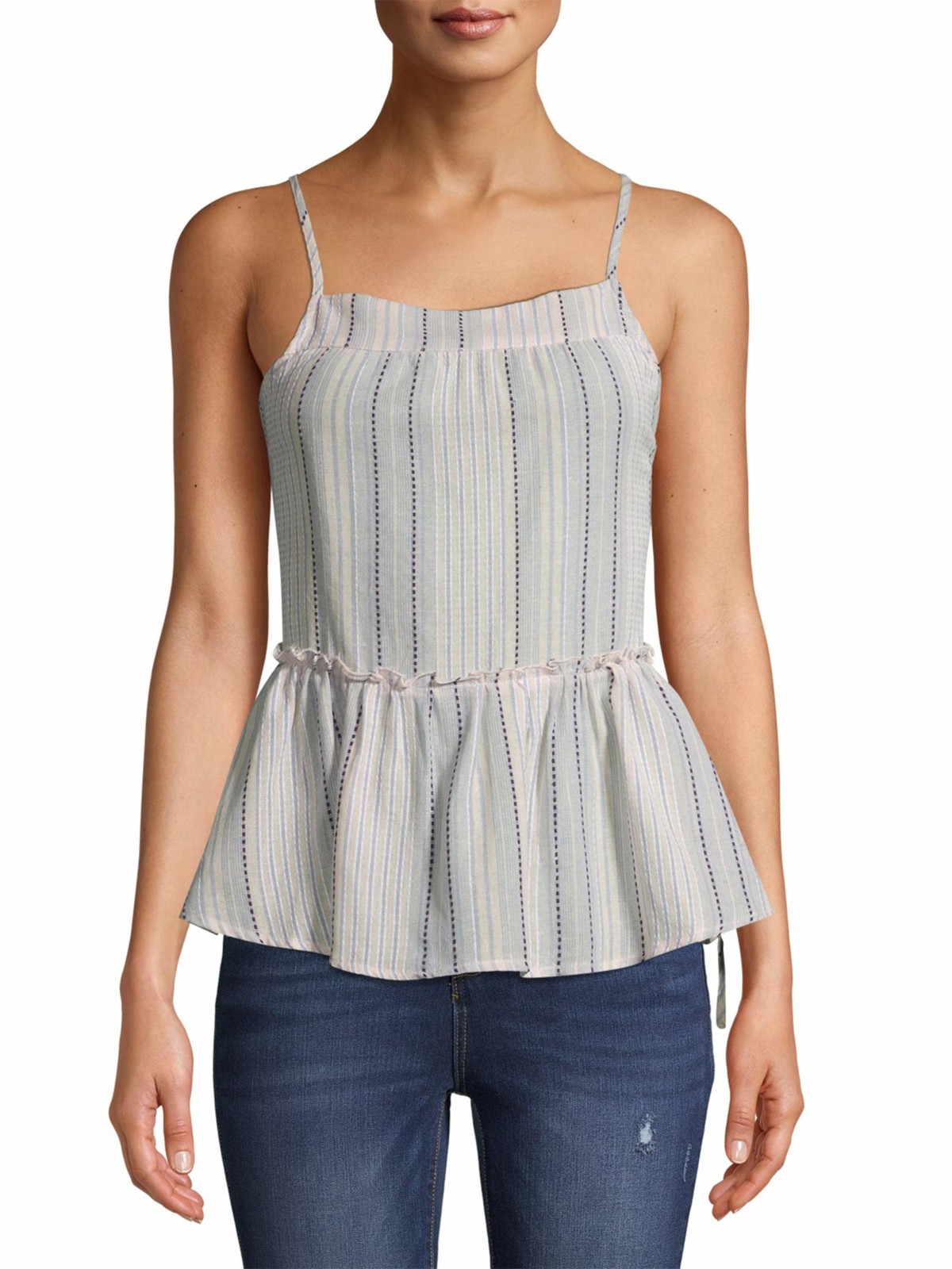 DEREK HEART Womens Top Blue Tie Spaghetti Strap Unlined Juniors S