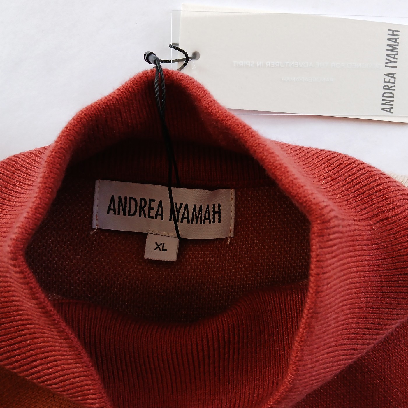 NWT Andrea Iyamah Size XL (12/14) Rust Red Orange Beige Mock Neck ALLY Crop Top