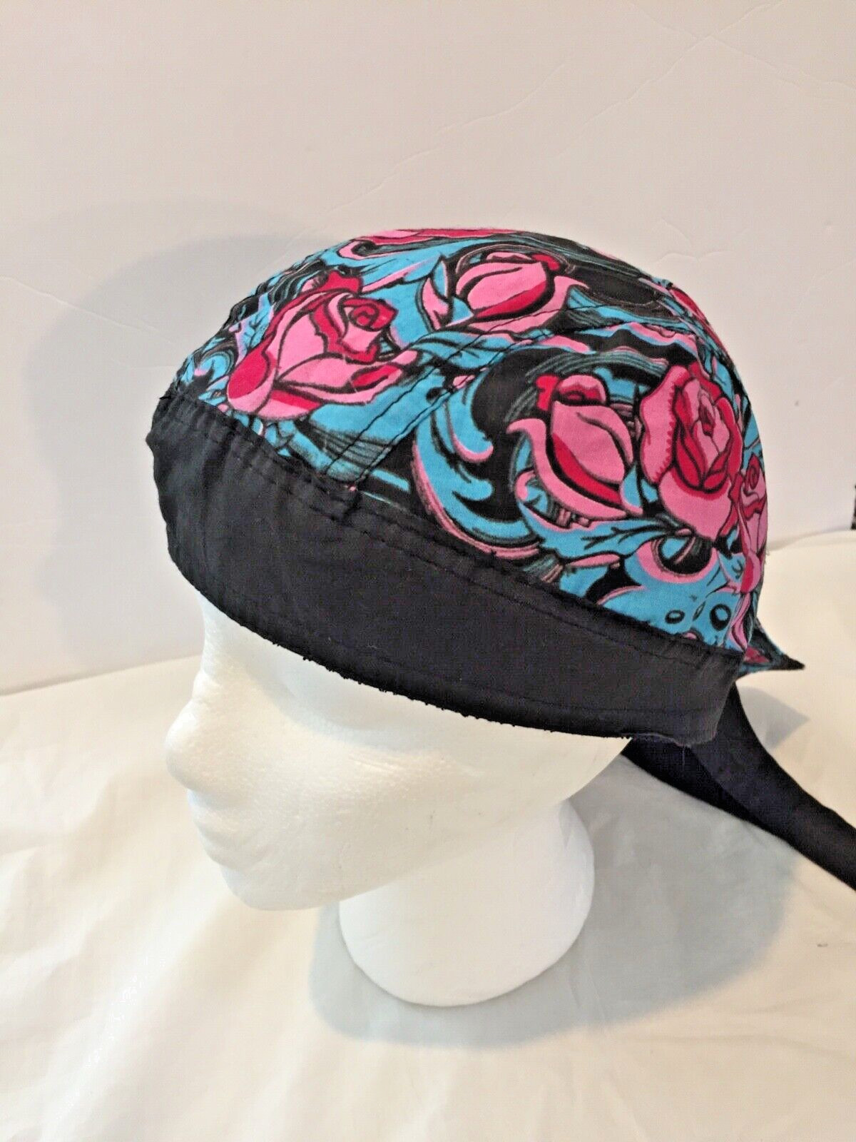 Rose Ascent Deluxe Doo Rag Biker Head Wrap Skull Cap W/Terrycloth Sweatband