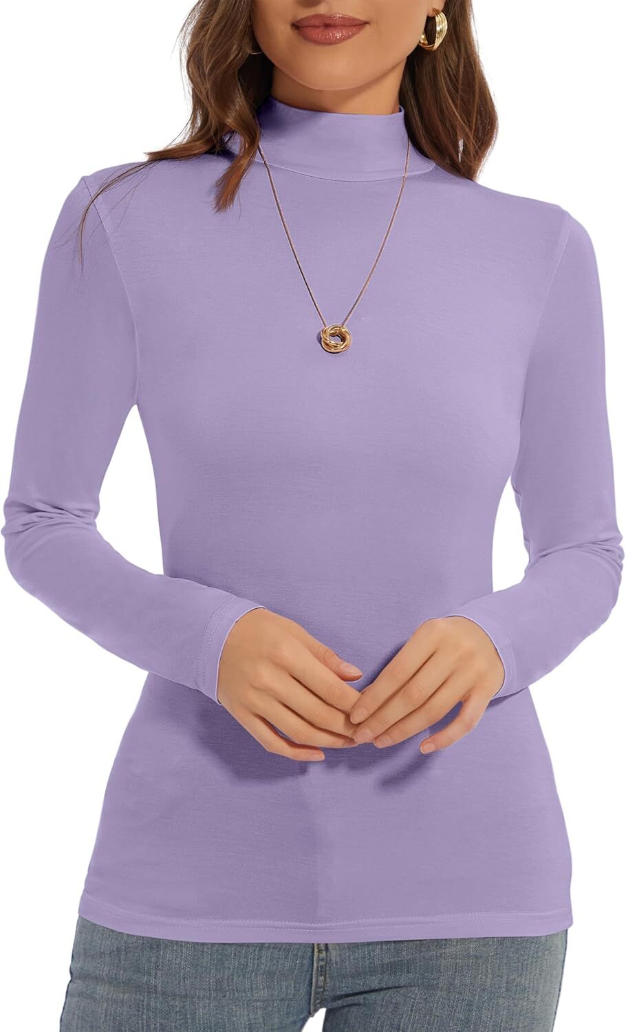 Slim Fit Long Sleeve Turtleneck Pullover Casual Tee Top Undershirt for Fall Wint