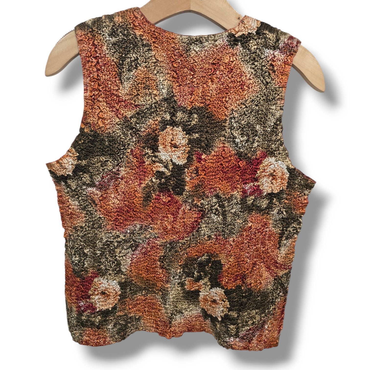 Vintage Women’s Reversible Textured Floral Sleeveless Top – one size fits most