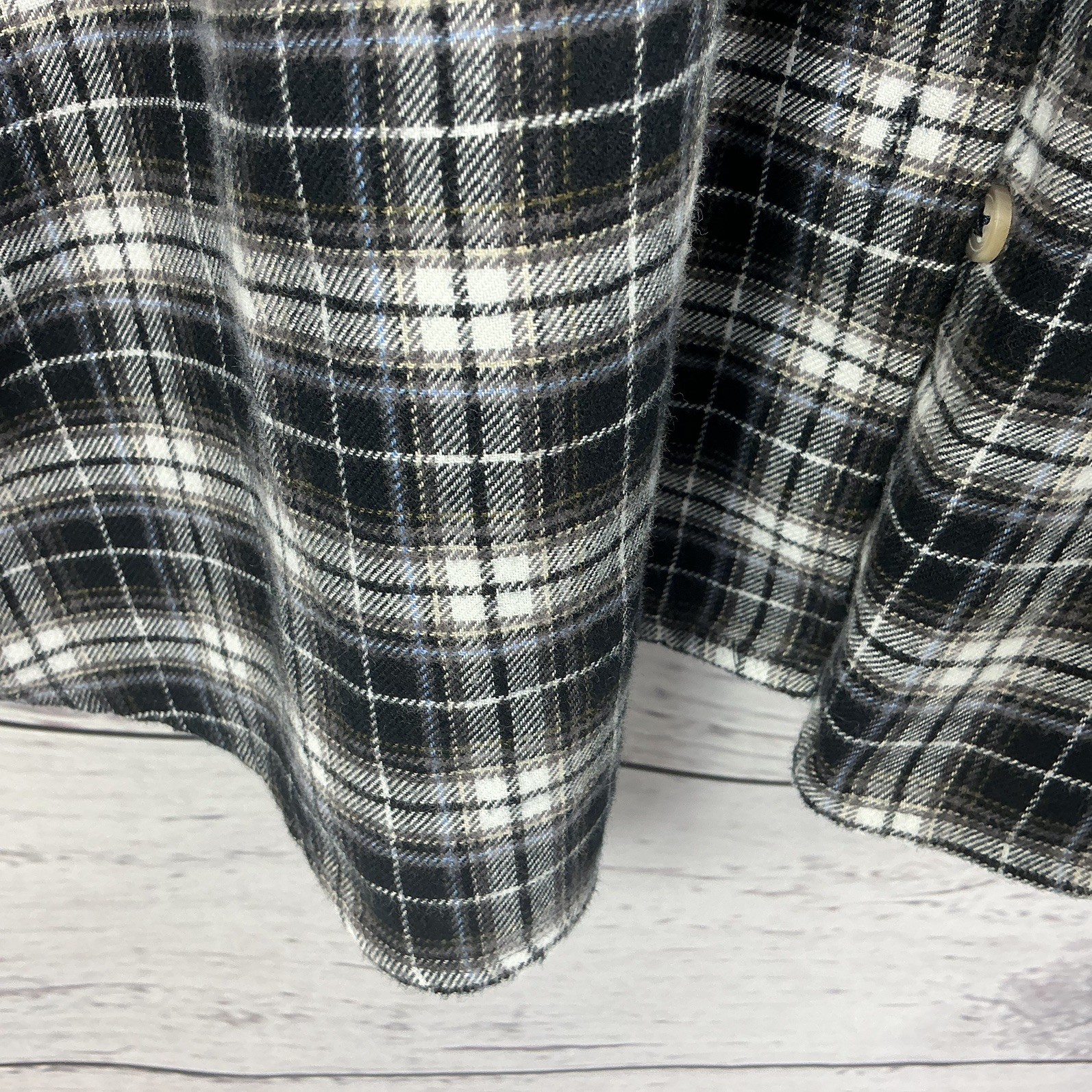 Marks & Spencer Shirt Size 20 Reg Black Check Brushed 100% Cotton Long Sleeves