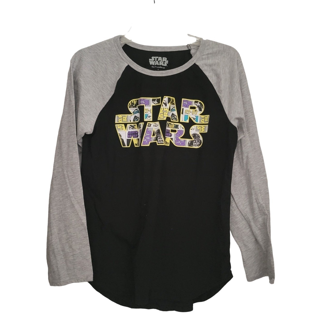 Star Wars Logo Graphic Women Shirt Colorful Black Gray Large Sleepwear Casual
