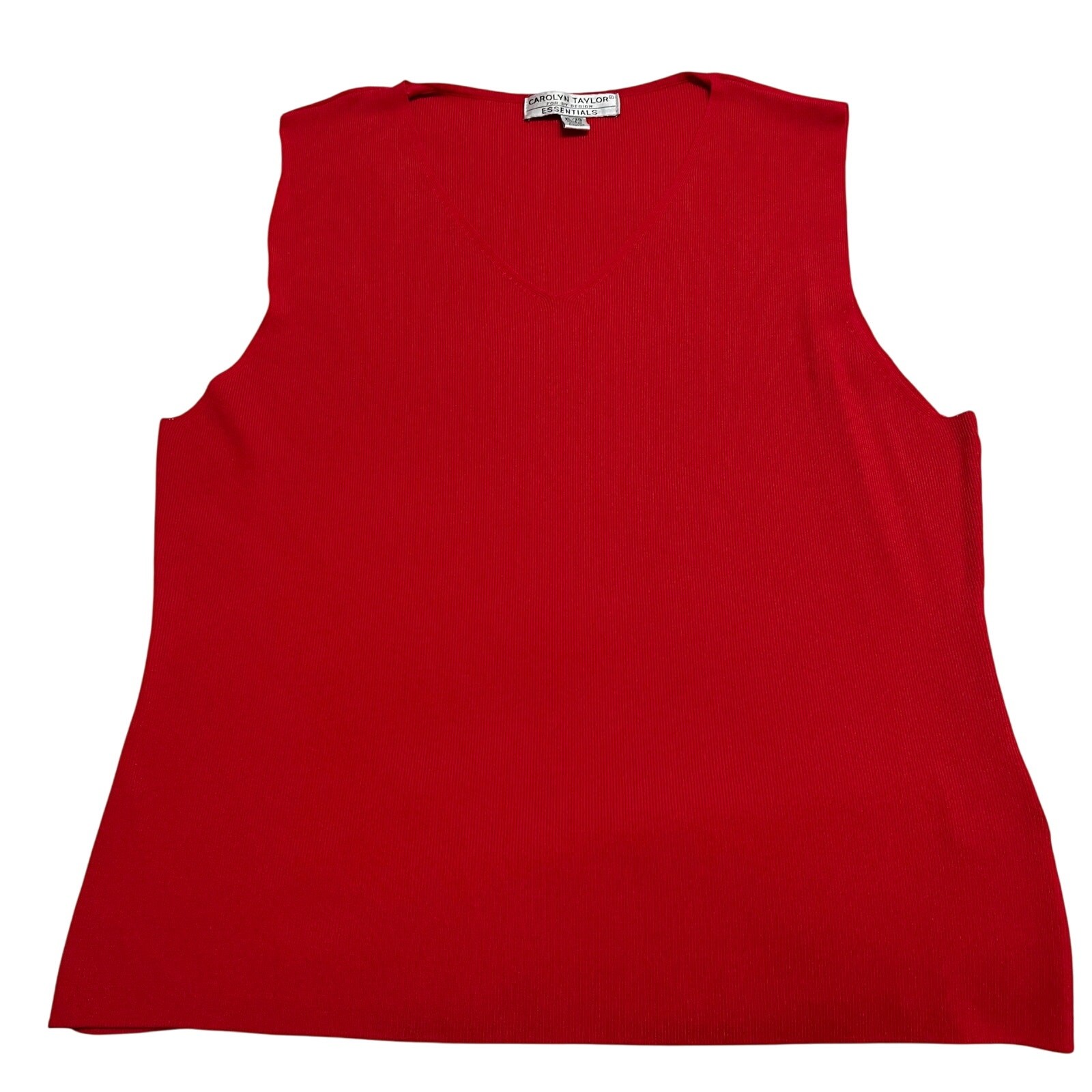 Carolyn Taylor Women’s Sleeveless Top Sz XL Red Ribbed Knit Pullover Layering