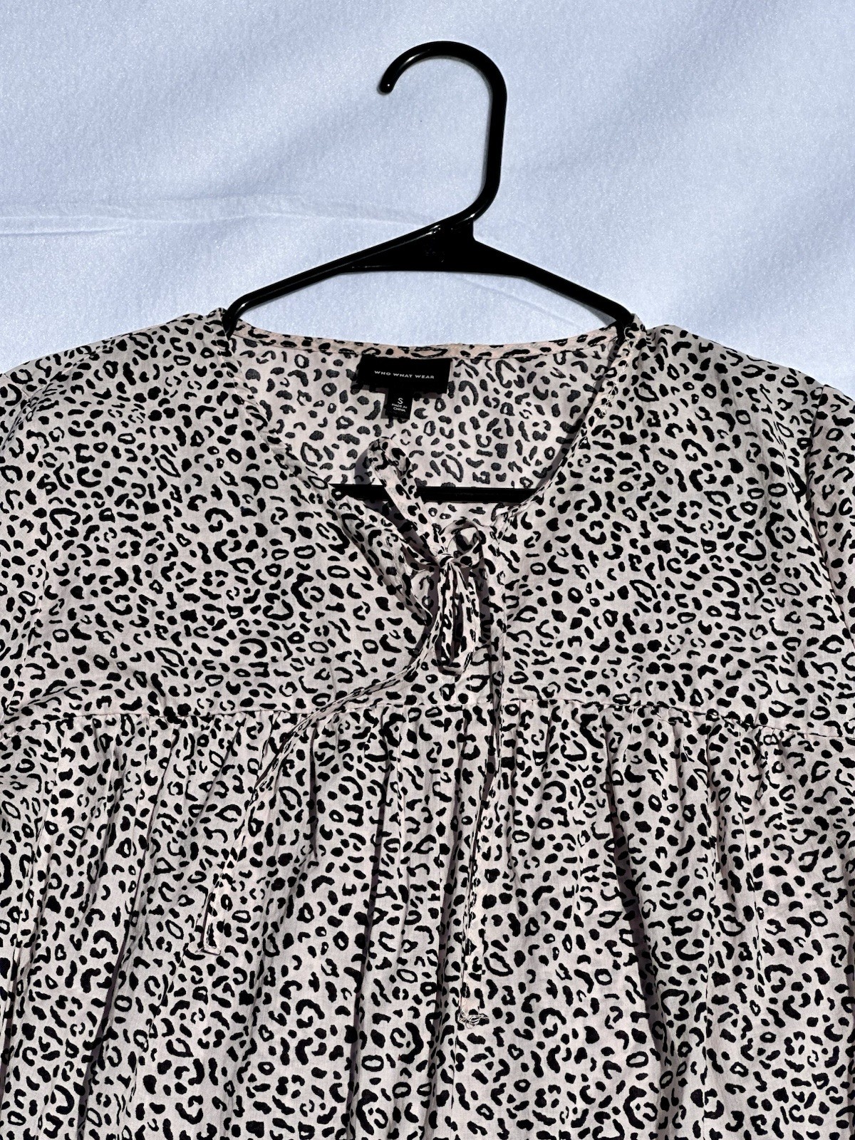 Who What Wear 100% Cotton Leopard Print Boho Bell Sleeve Blouse S A9-074