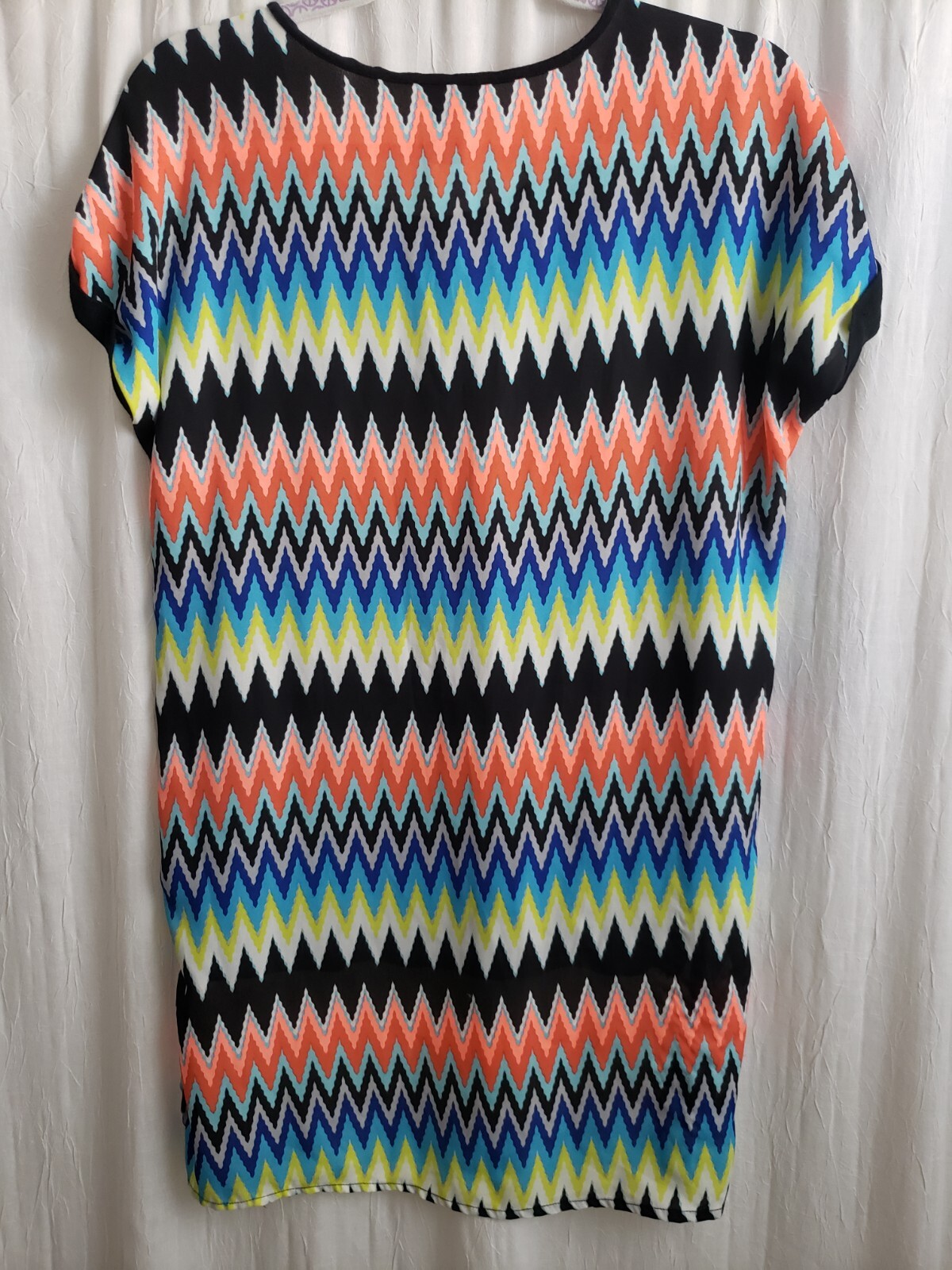 RUE 21 Womens Med Sheer Tribal Tunic Shirt Aztec Southwest Beach Cover-up