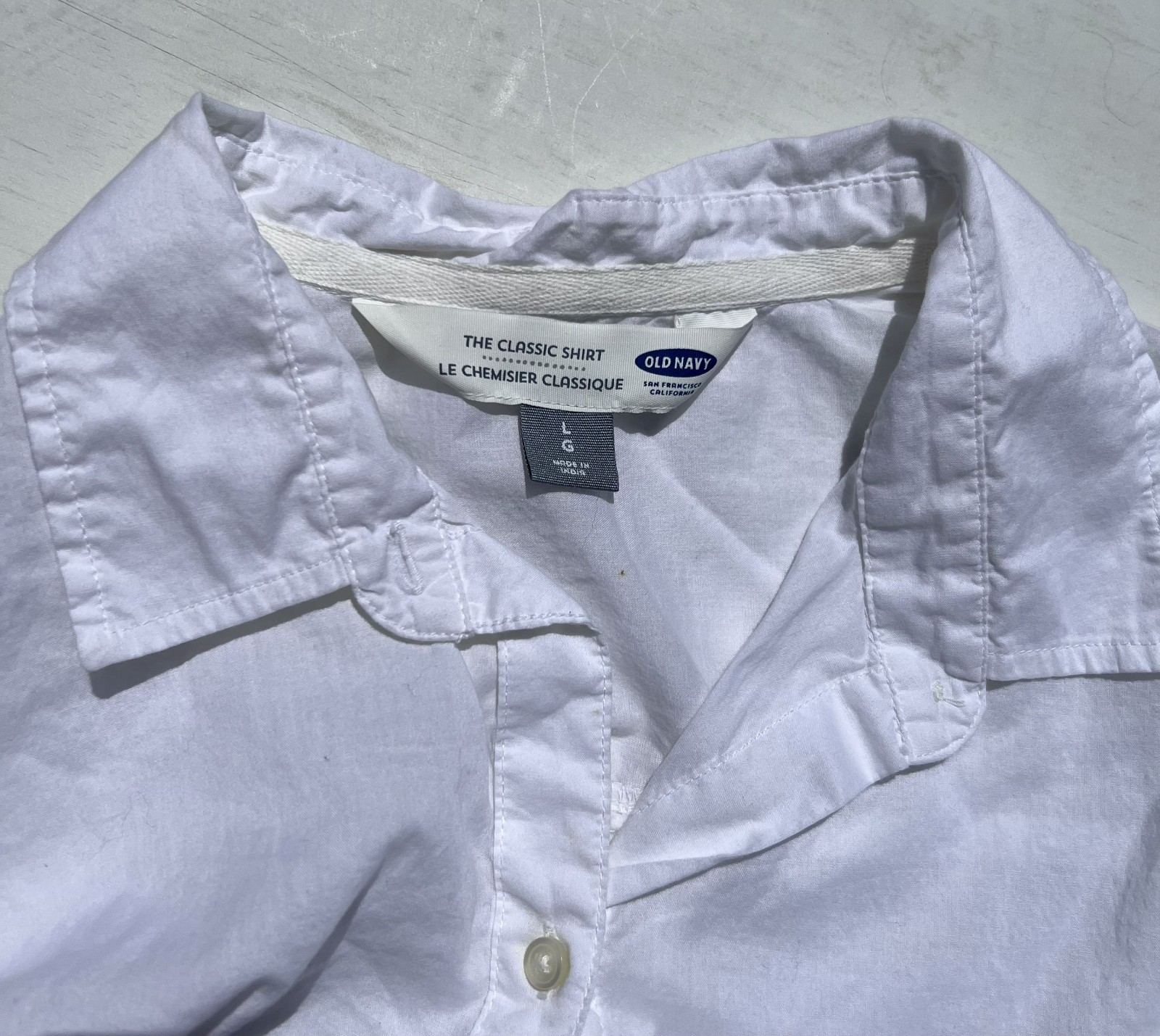 Old Navy Classic Shirt Women Size L White 100% Cotton Button Down Pit2Pit 21