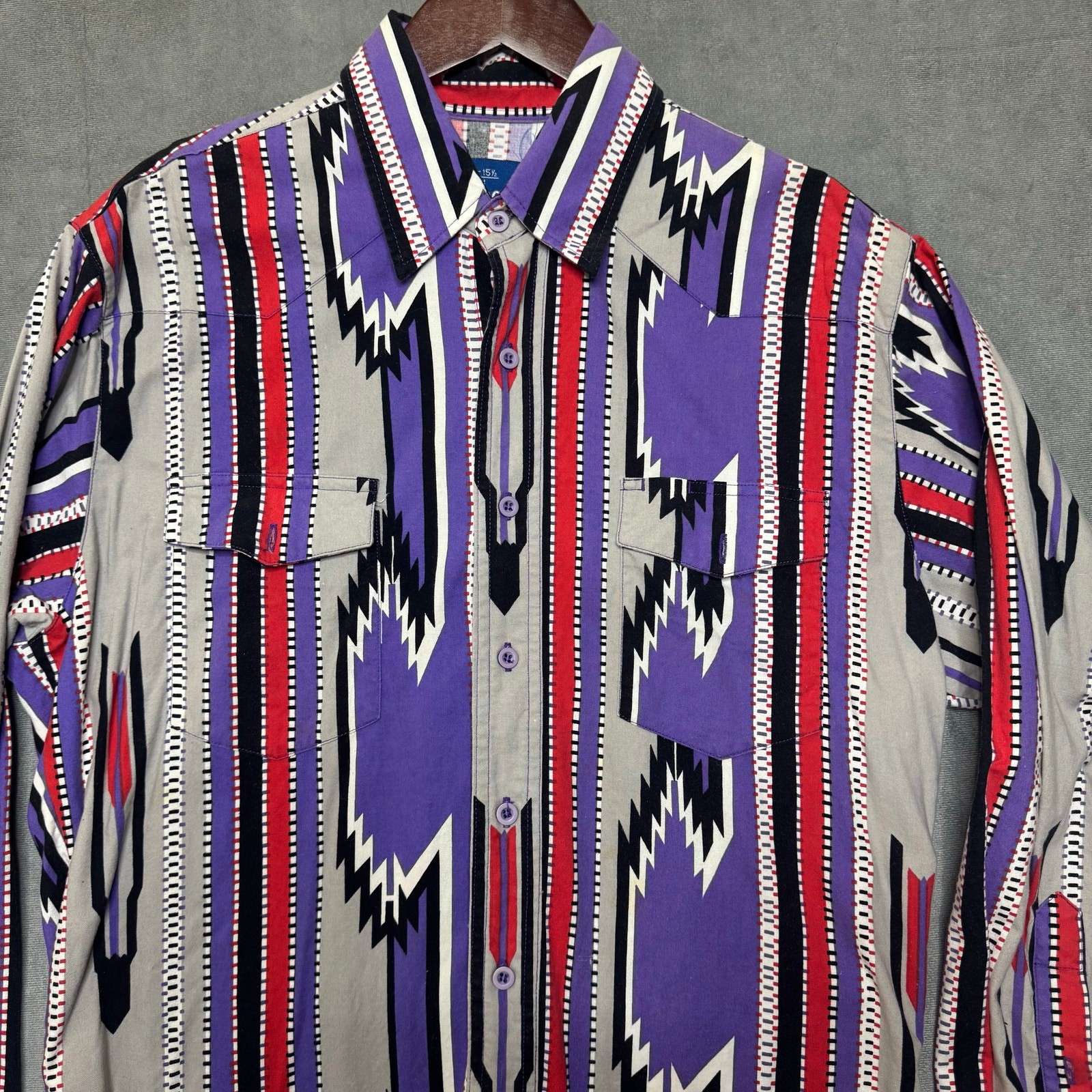 Vtg Wrangler 90’s Tribal Aztec Pattern Medium Native Western Shirt Buttondown