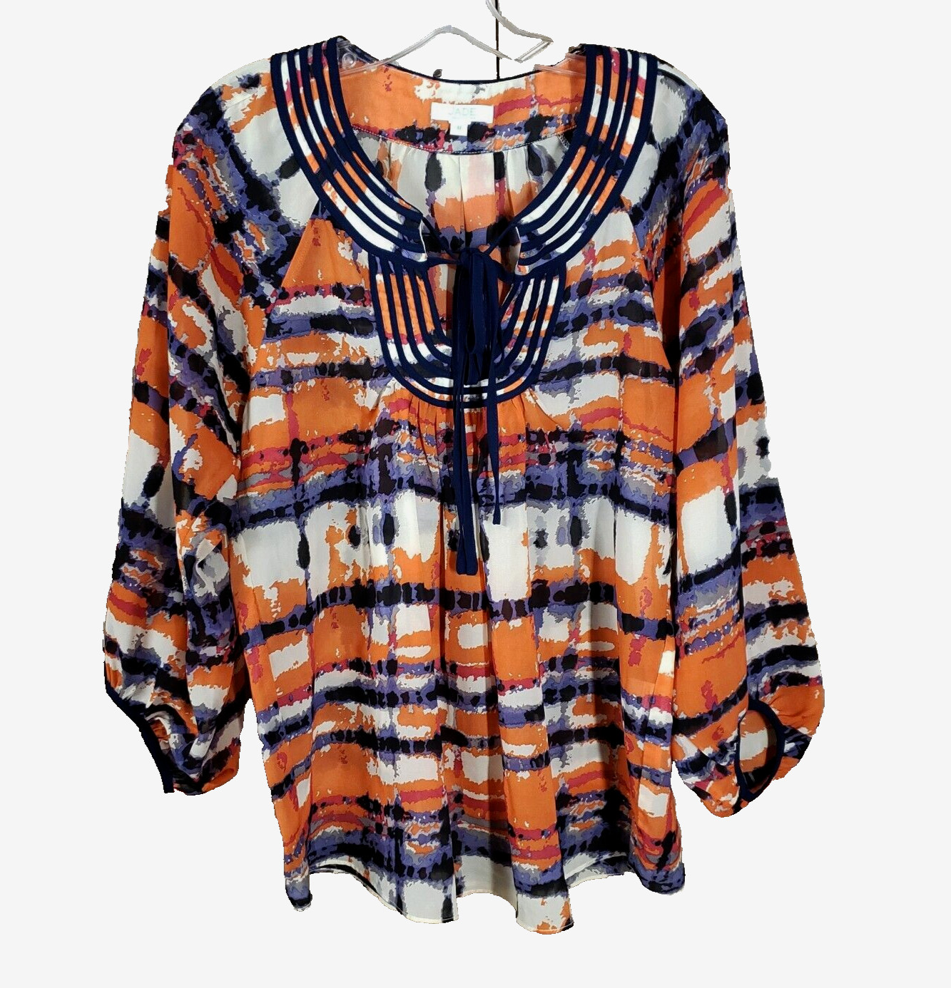 Jade Melody Tam M Top Orange Purple Blue Boho Peasant Festival Indie Art Fairy