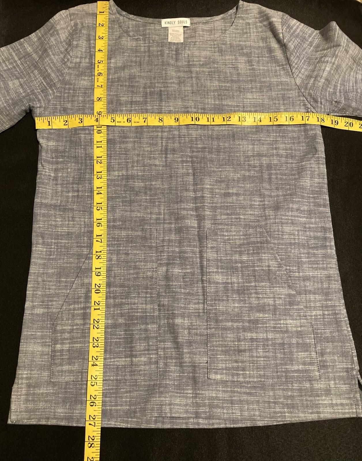 Linen Blend Woman’s Top With Front Pockets Size X Small Vacation Breathable