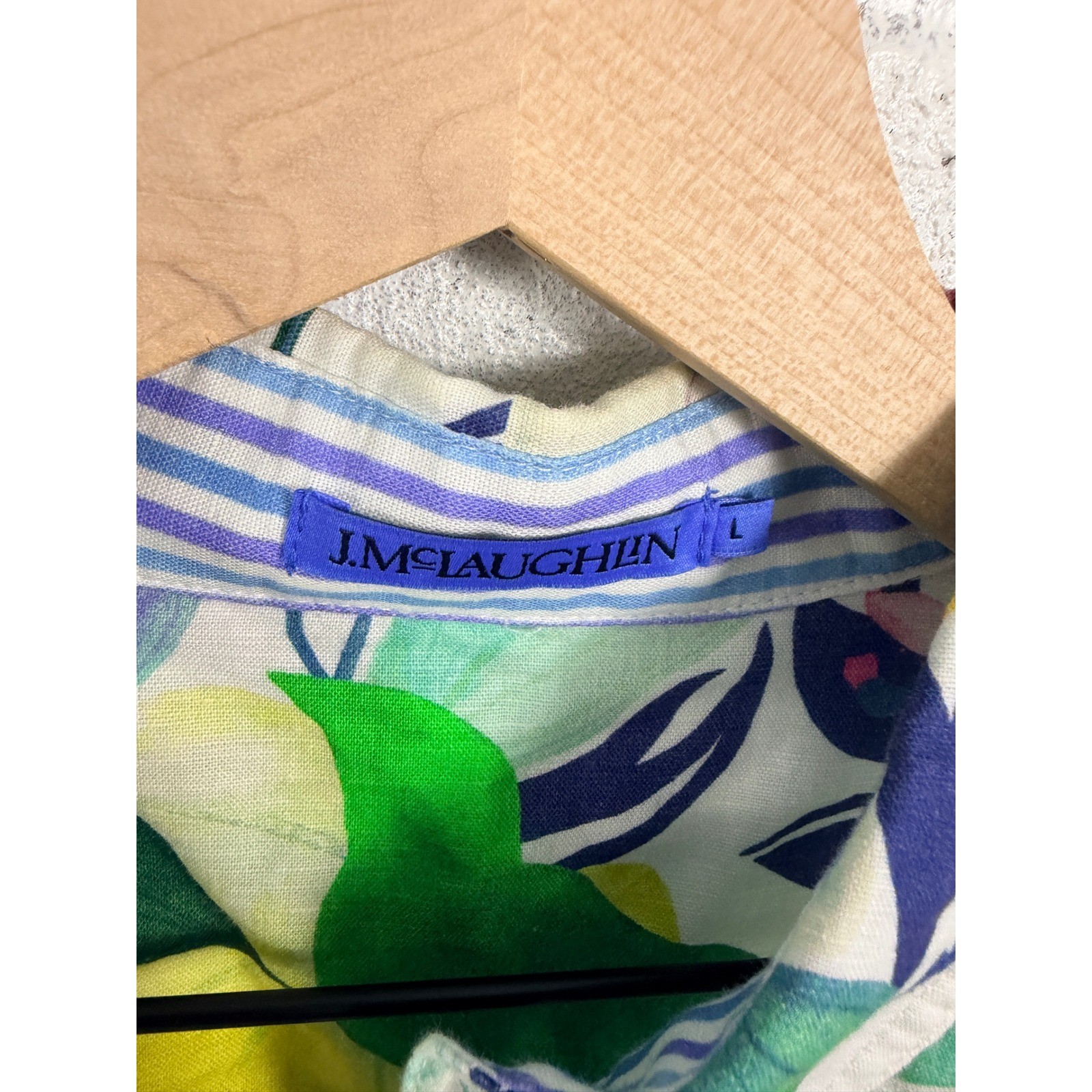 J.McLaughlin Button Down Shirt Womens L Multicolor Floral Linen Cotton Blend