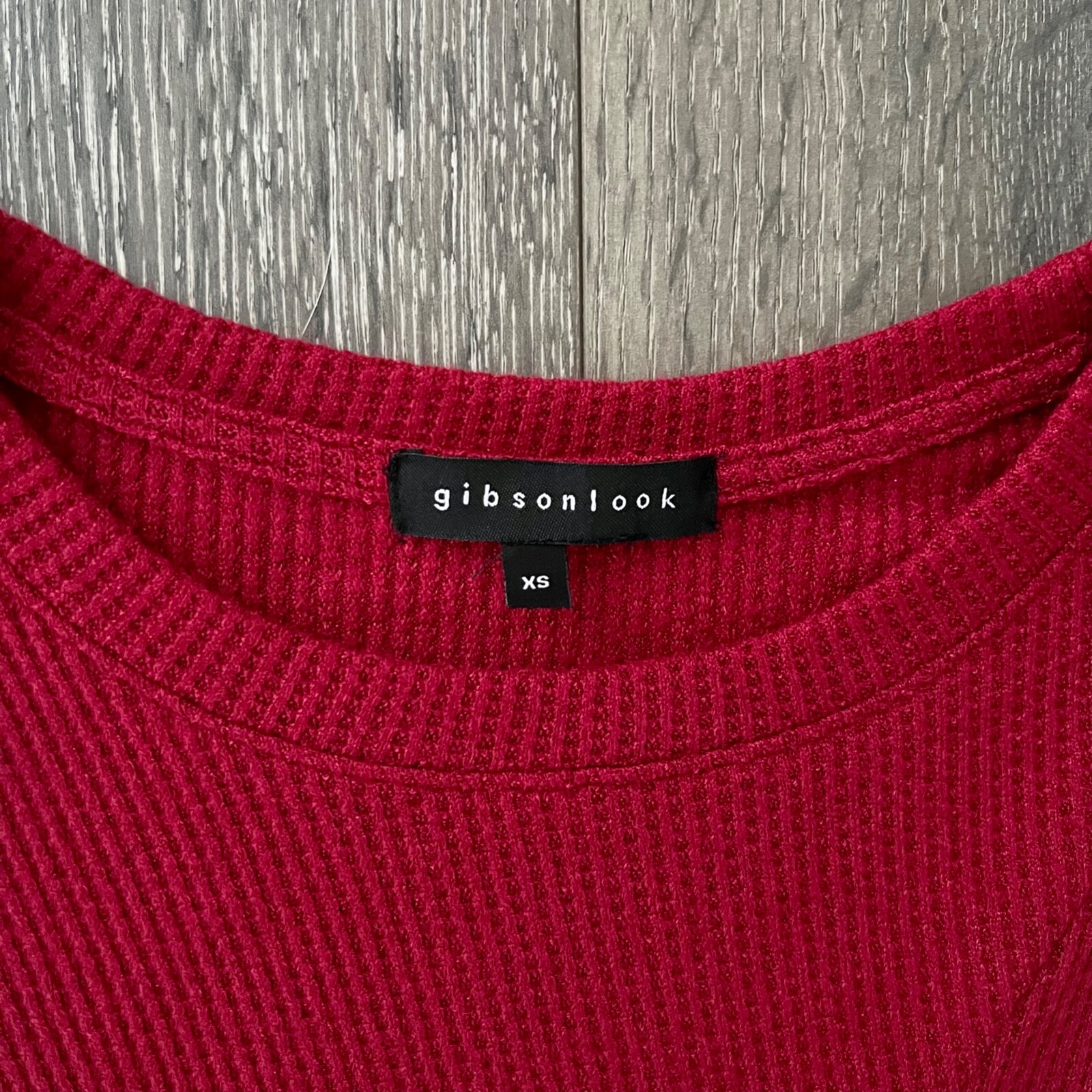 Gibsonlook Waffle Knit Tie Knot Long Sleeve Top