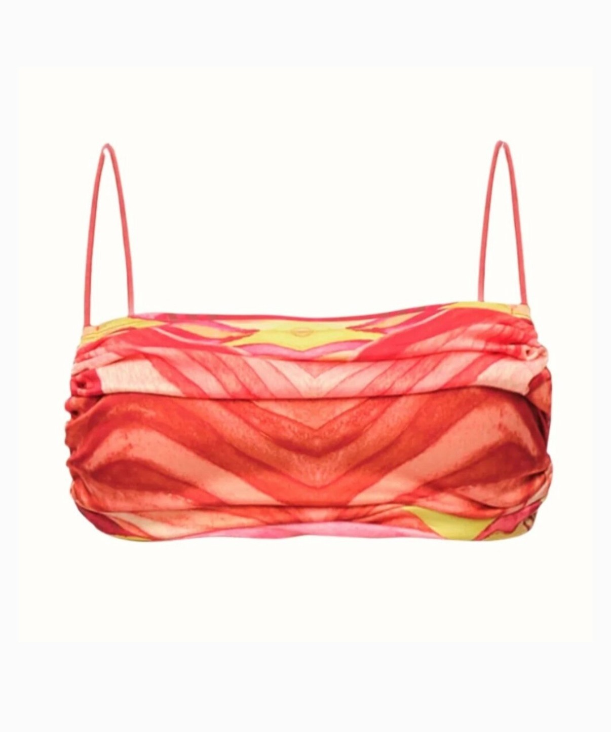 Andrea Iyamah Sunset Aiko Crop Top Red Yellow Backless High Neck Adjustable S/M