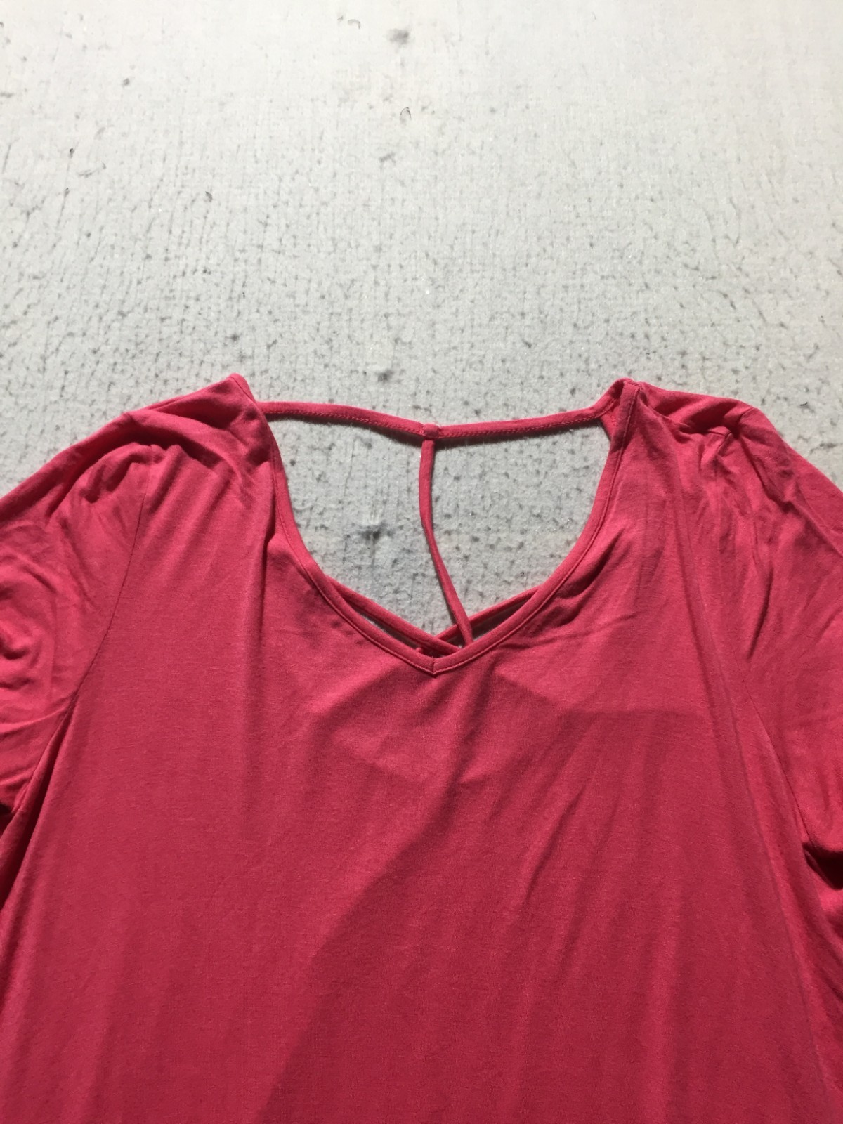 Femme By Tresics T Shirt Womens L Large Pink V Neck Open Criss Cross Back Strapy