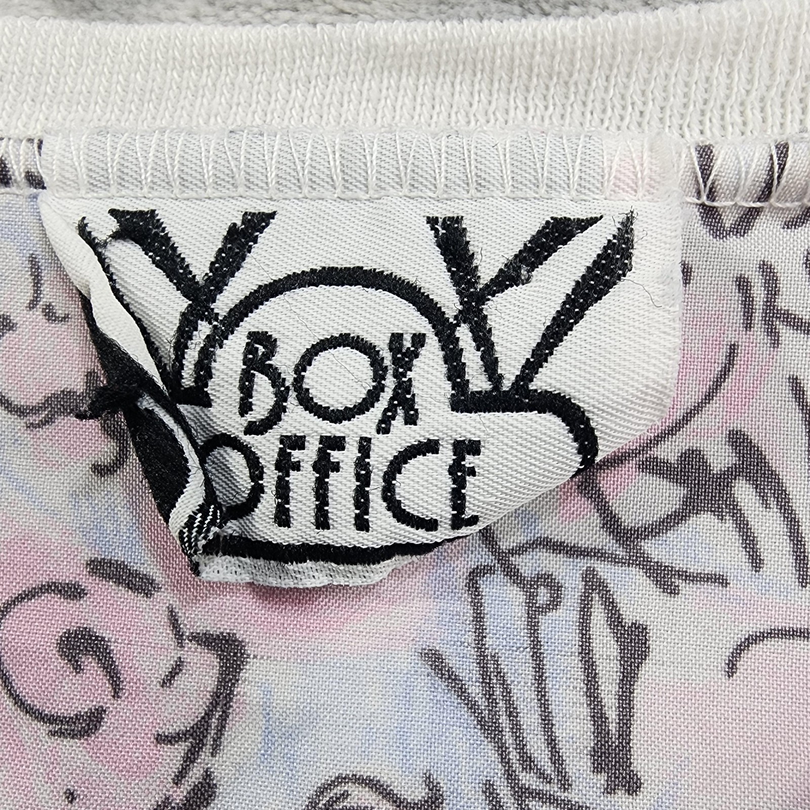 Vintage Box Office Top Womens L Pink Blue Floral Short Sleeve Crew Neck Pullover