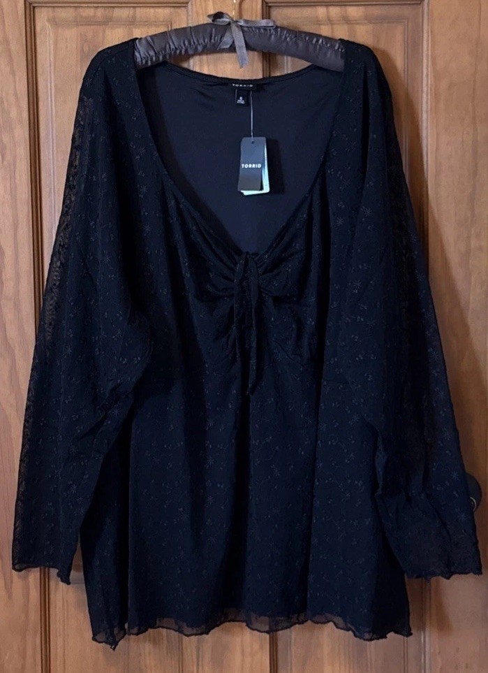 TORRID MESH LONG SLEEVE TOP STRETCH BLOUSE SHIRT 6 6X 6XL 30