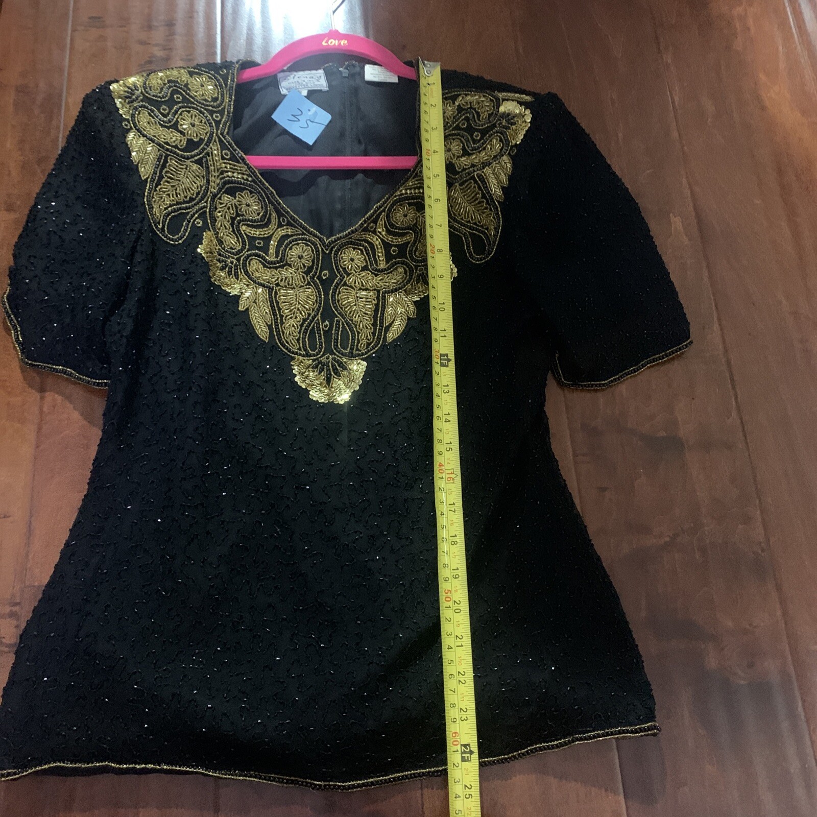 Vintage Stenay Sequin Beaded Floral Silk Blouse Women’s Size S
