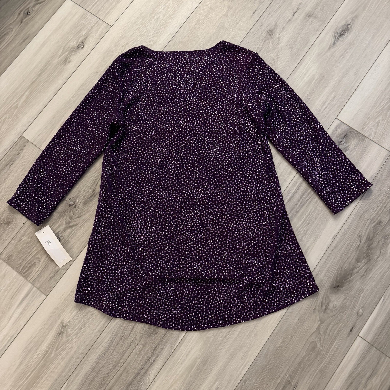 NWT Caroline Rose Tunic Top Purple Sequin Sparkly Size S