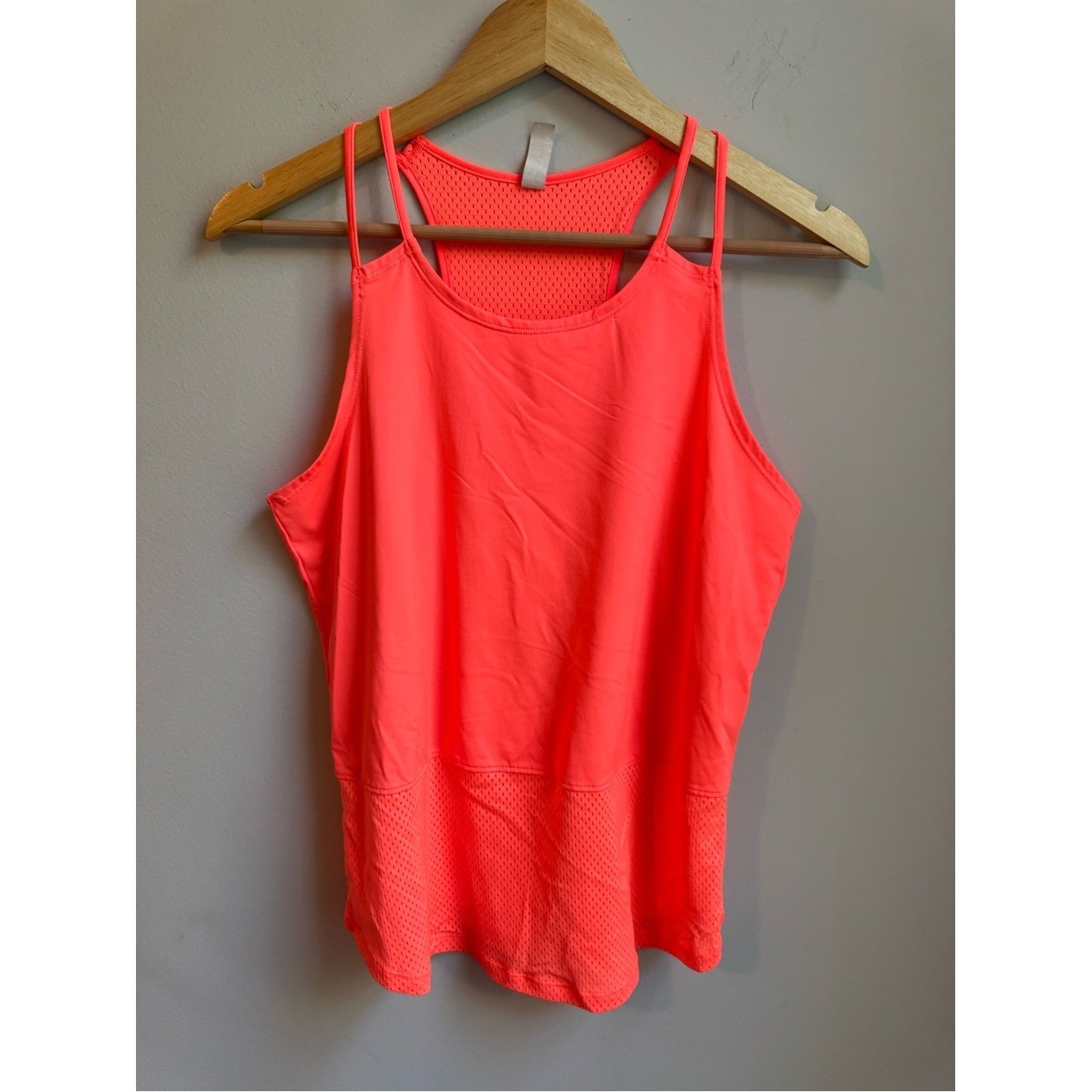 Under Armour Neon Coral Double-Strap Mesh-Back Tank Athletic Athlete