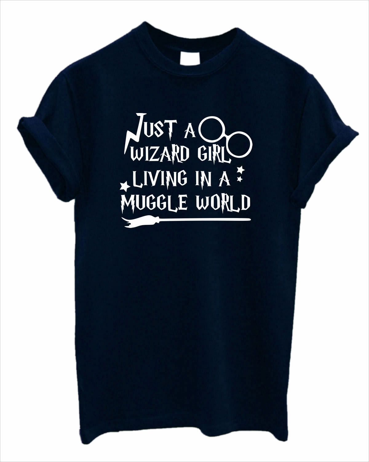 Just a wizard girl in a muggle world print Tshirt Fan art wizard Wizardry Top