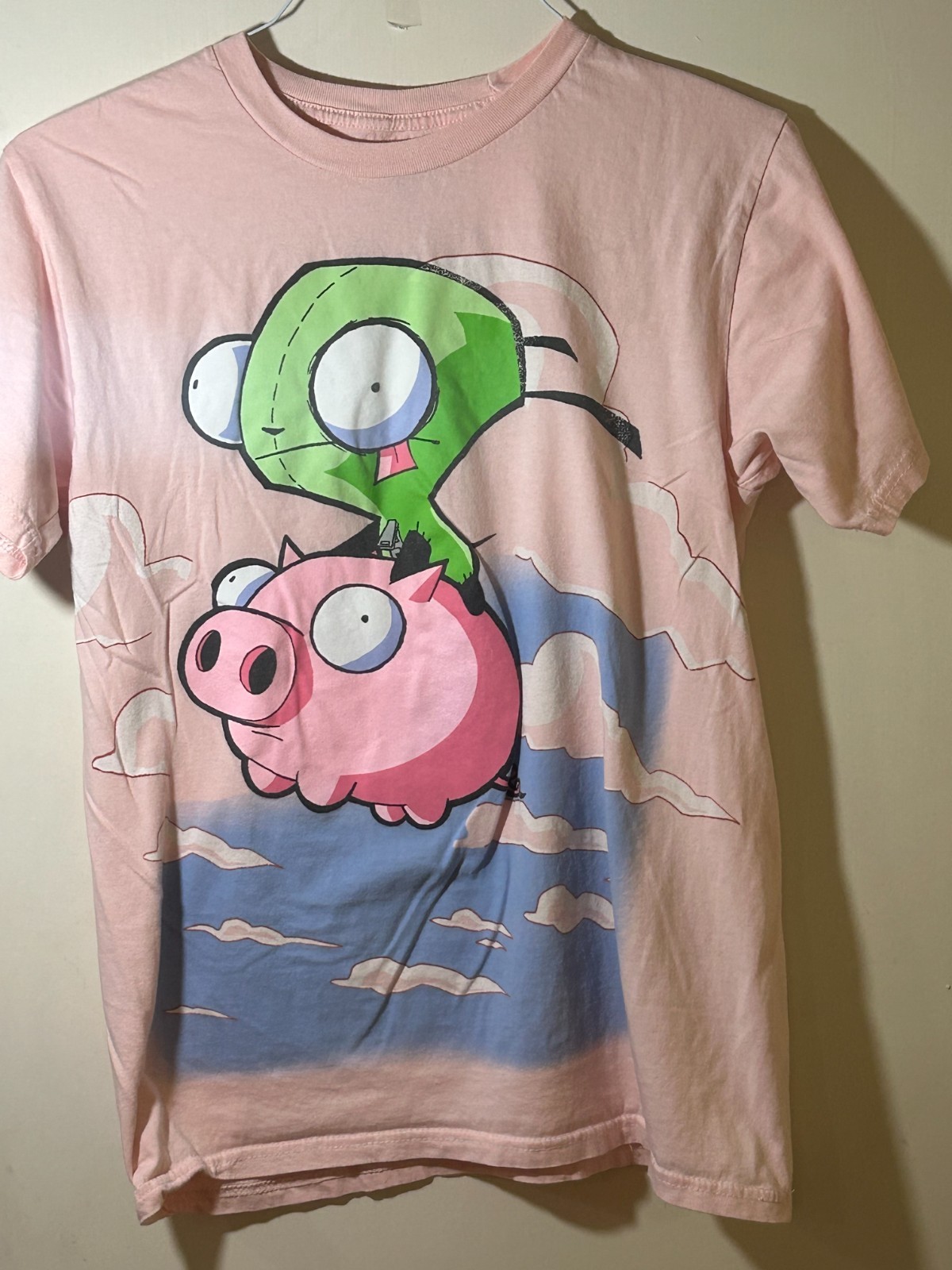 Nickelodeon Invader Zim GIR Pig Women’s Pink Graphic T-Shirt Medium M Cotton