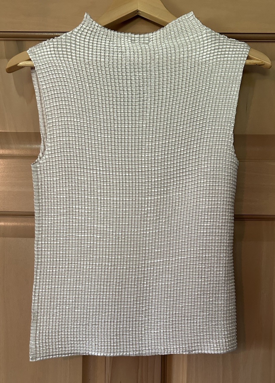 Vintage 90s NICOLA Crinkle Beige/Ivory Sleeveless Top Size XL