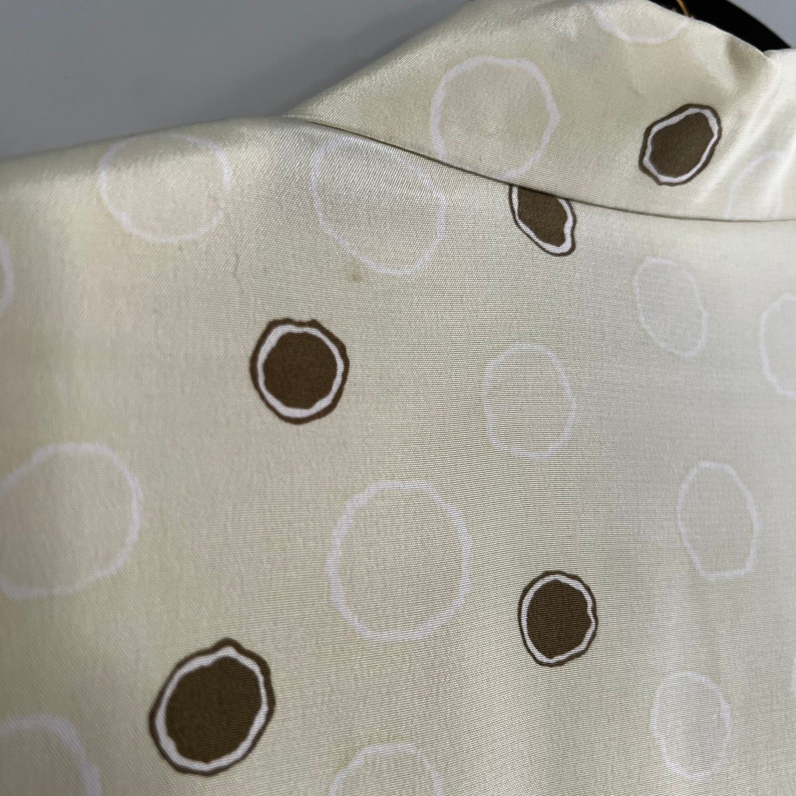 Due Per Due Silk Short Sleeve Polka Dot Blouse Yellow Brown Size 12 professional