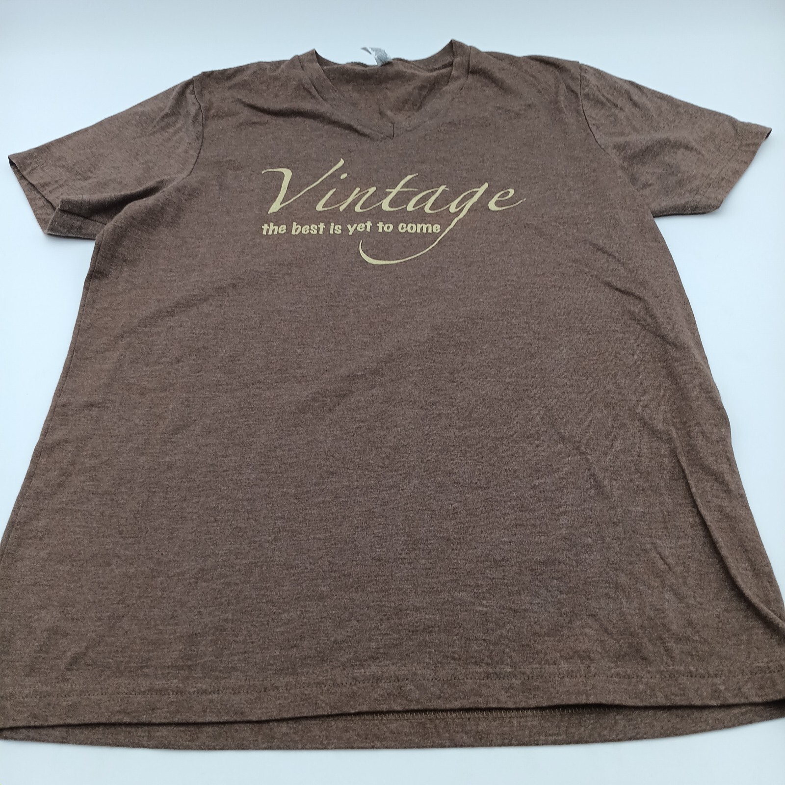 Bella + Canvas Top Womens Large Brown Vintage The Best Is Yet To Come Tee