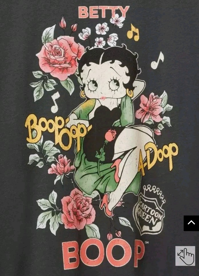 NWOT TORRID BETTY BOOP Black Oversized Fit Crew Tee Sz 2 2X 18-20