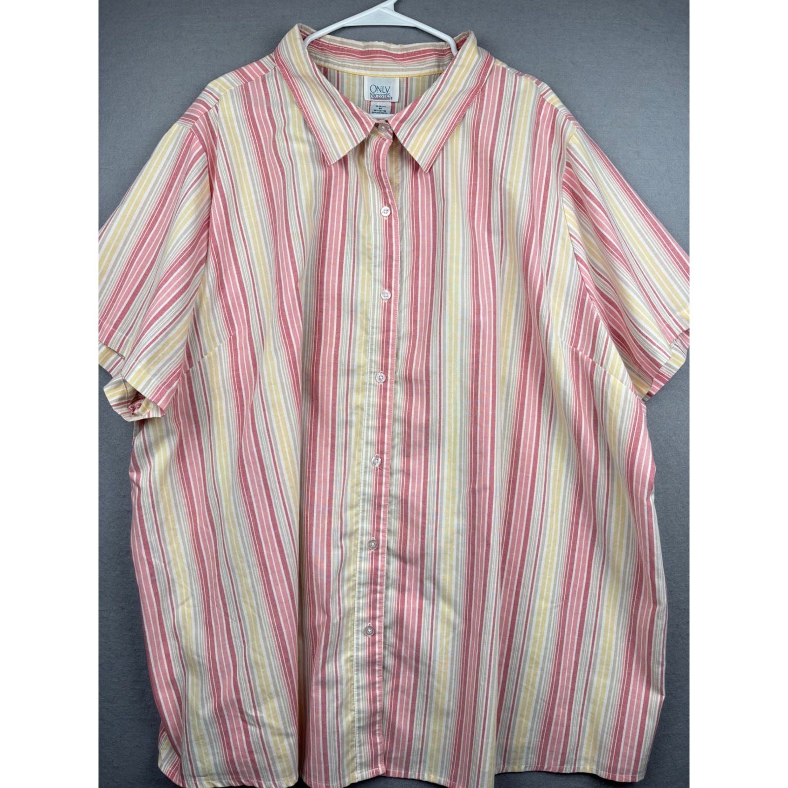 Only Necessities Button Front Shirt Womens 4X Vertical Stripe Short Sleeve Retro