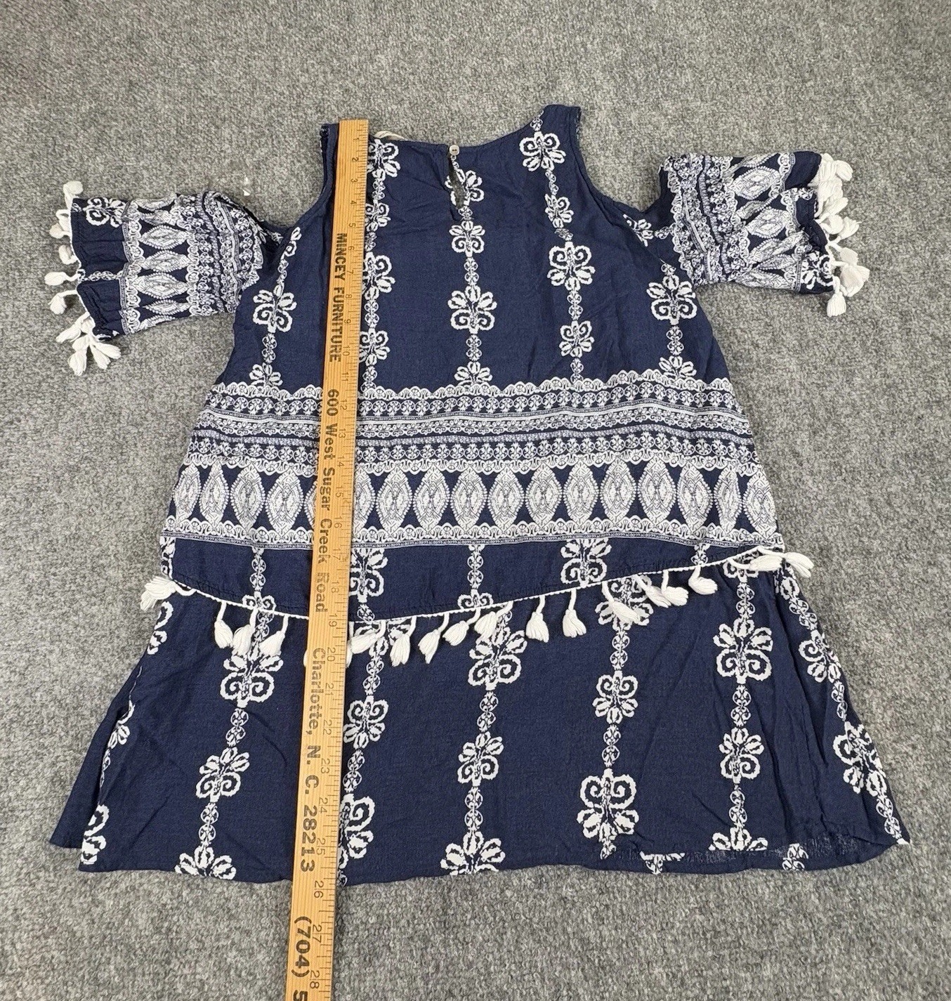 Anthropologie Listicle Top Women S Blue Tassel Cold Shoulder Boho Festival Beach