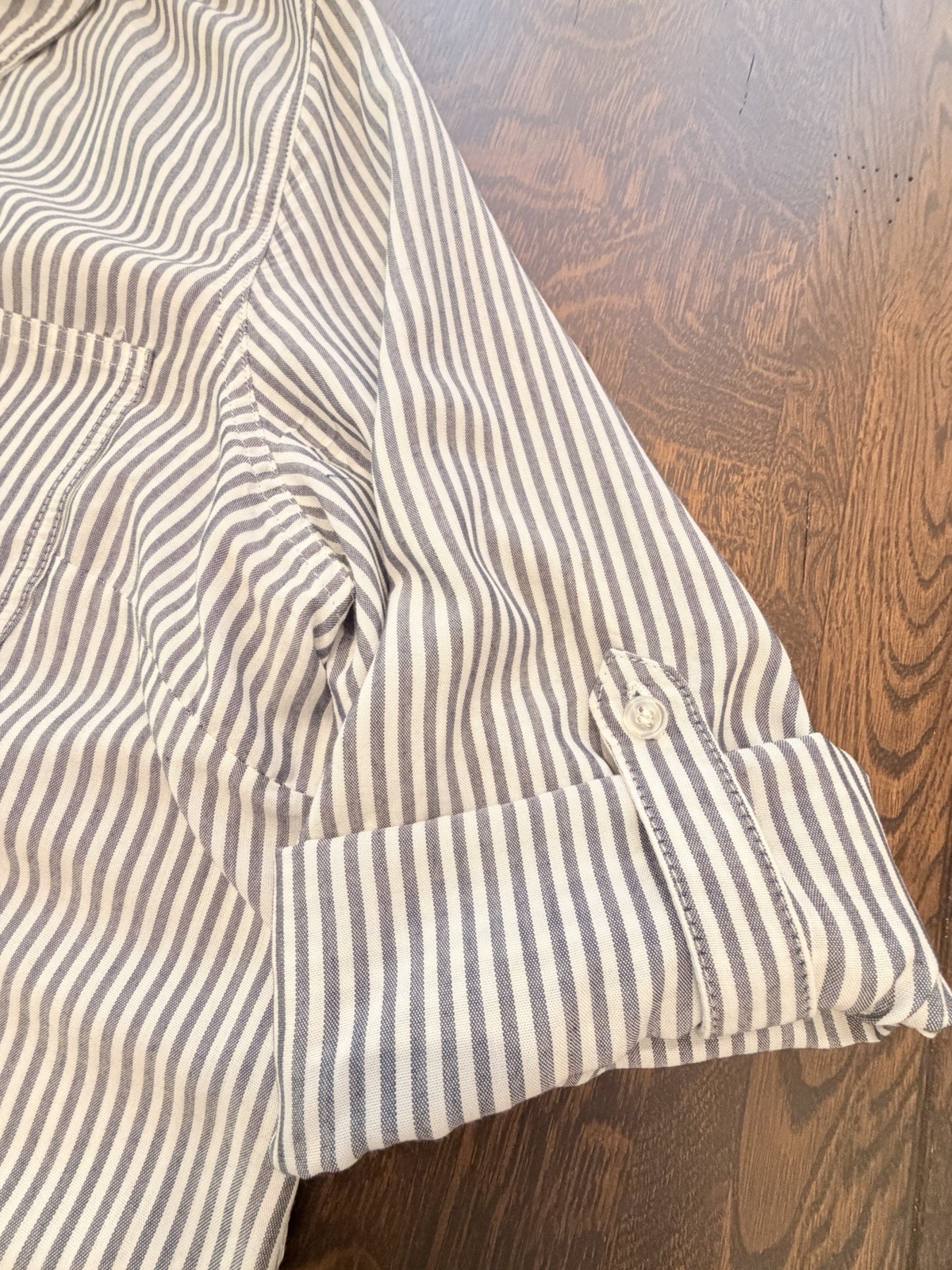 Velvet Heart Striped Button-Up Blouse Rayon Collared 3/4 Sleeve Size 1X