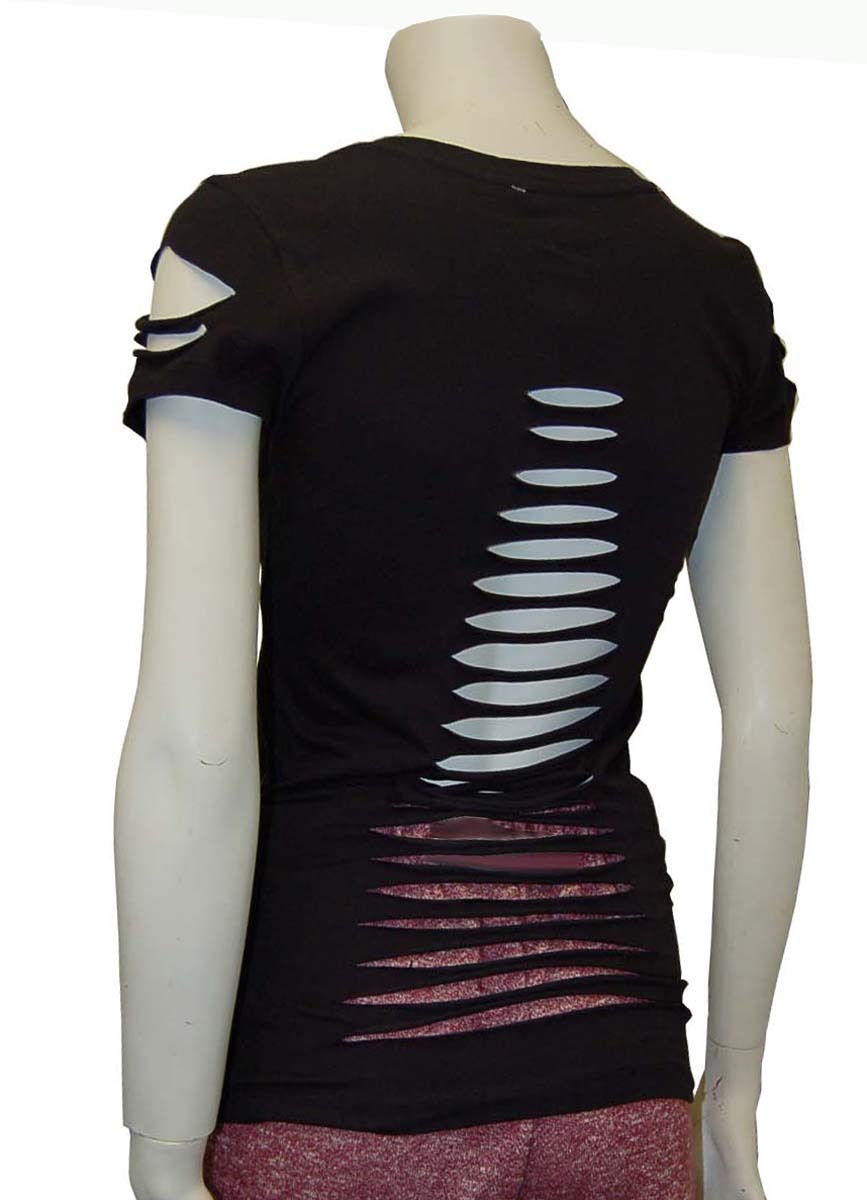 So Cute Plus Size Cut Out Ripped Arm,Front & Back Shirt Stretch Choose 1XL2XL3XL