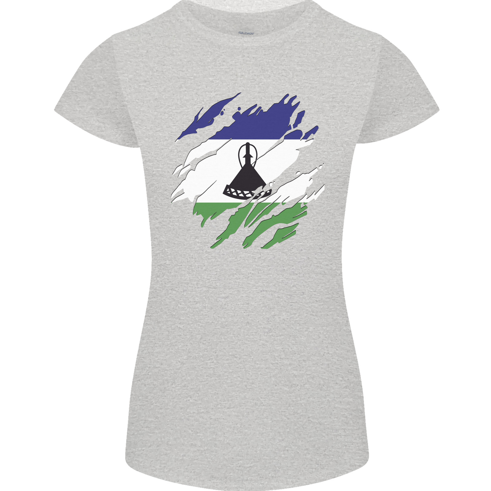 Torn Lesotho Flag Basotho Day Football Womens Petite Cut T-Shirt