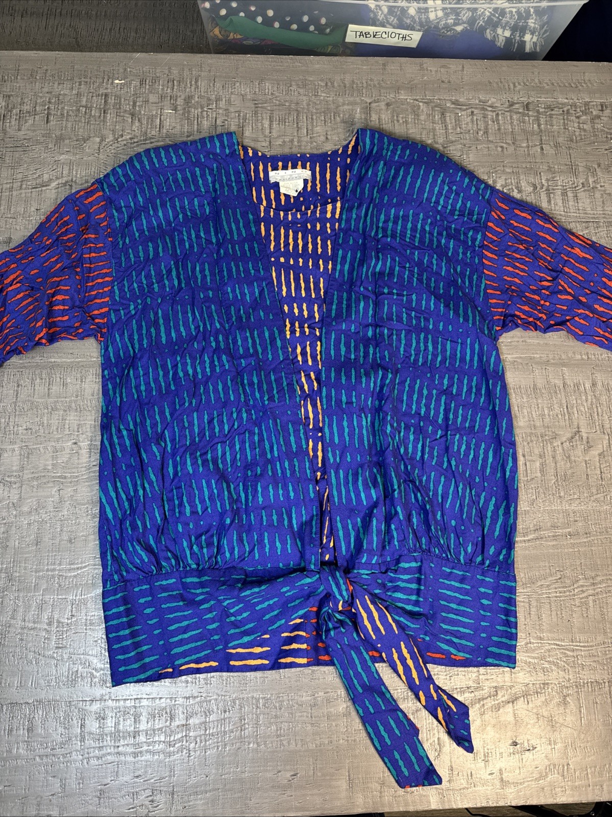 Vintage Nino Wong California Relaxed, Fit Tie Front At Hem Multicolor size large