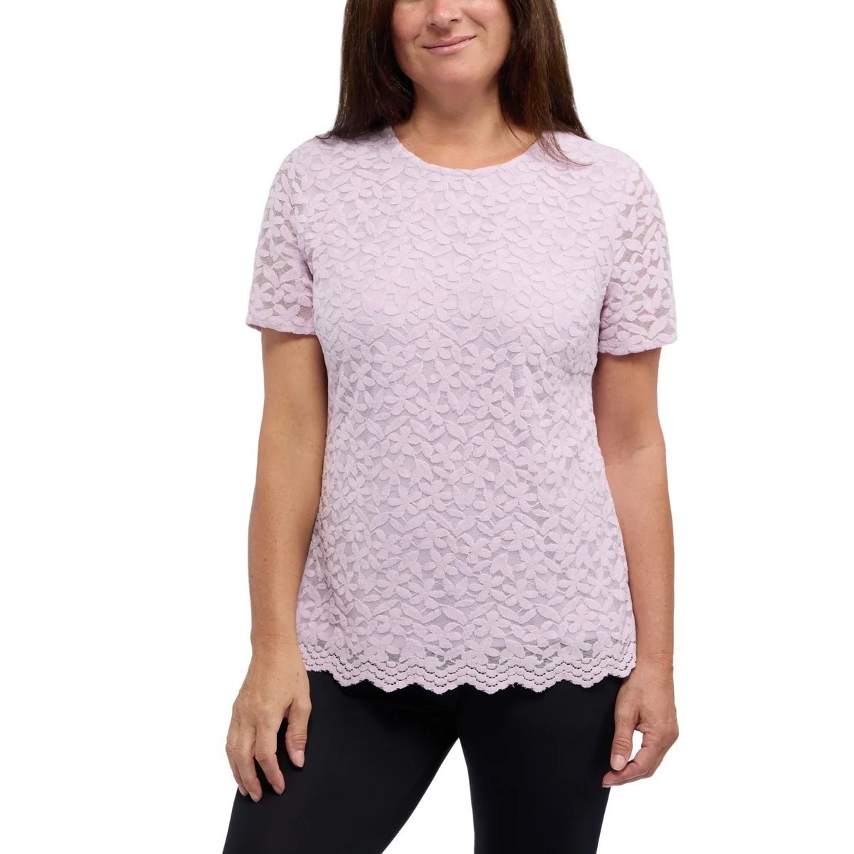 Teddi Rose Women S Crewneck Short Sleeve Blouse Purple Size Large
