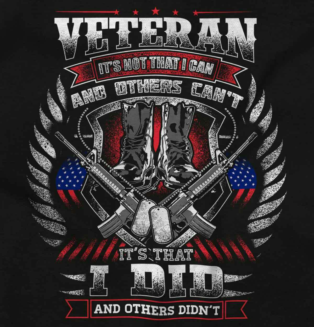 Veteran American Flag Patriotic Military Mens Casual Crewneck T Shirts Tees