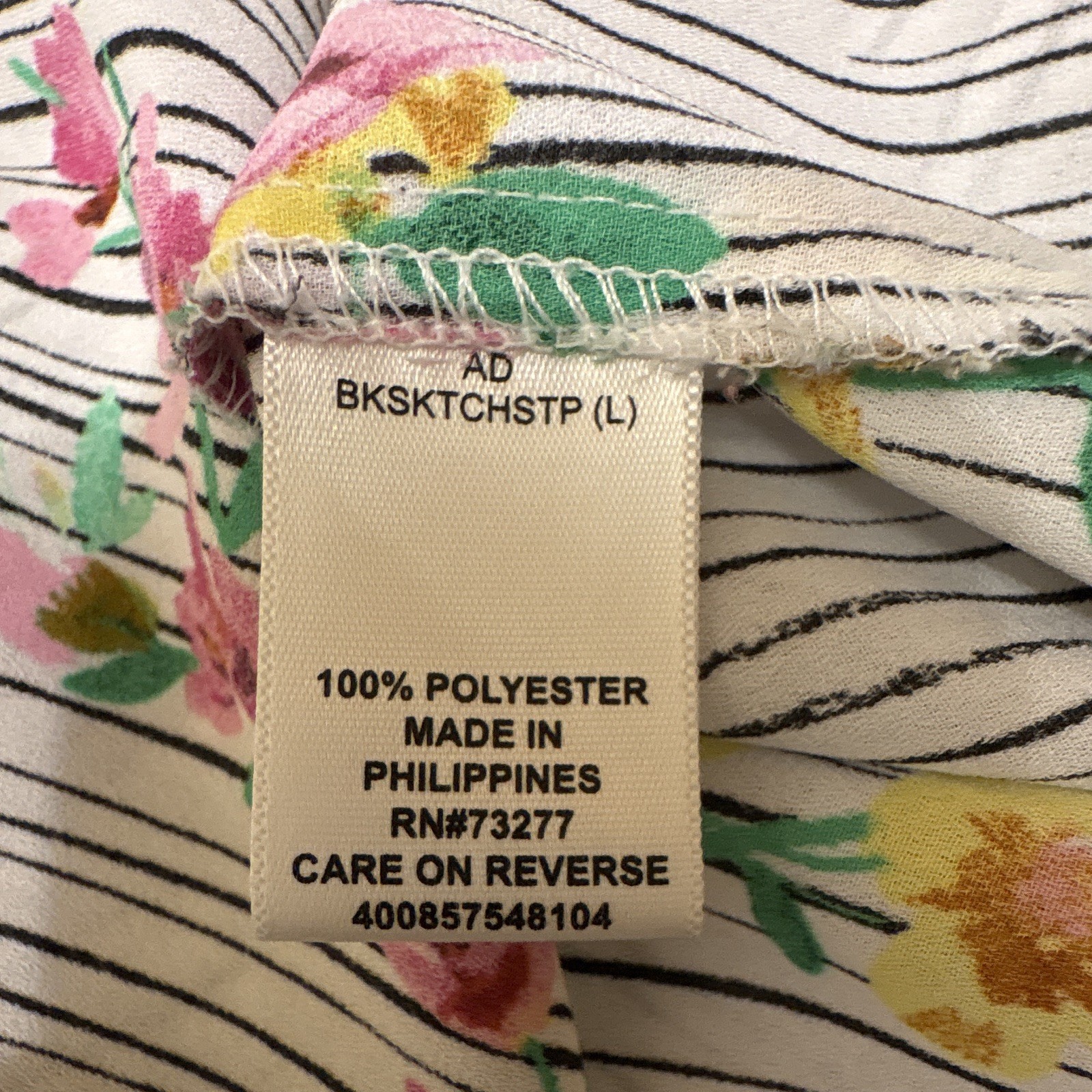 Elle White Floral Stripe Woven Ruffle Sleeveless Pullover Tank Top Regular L