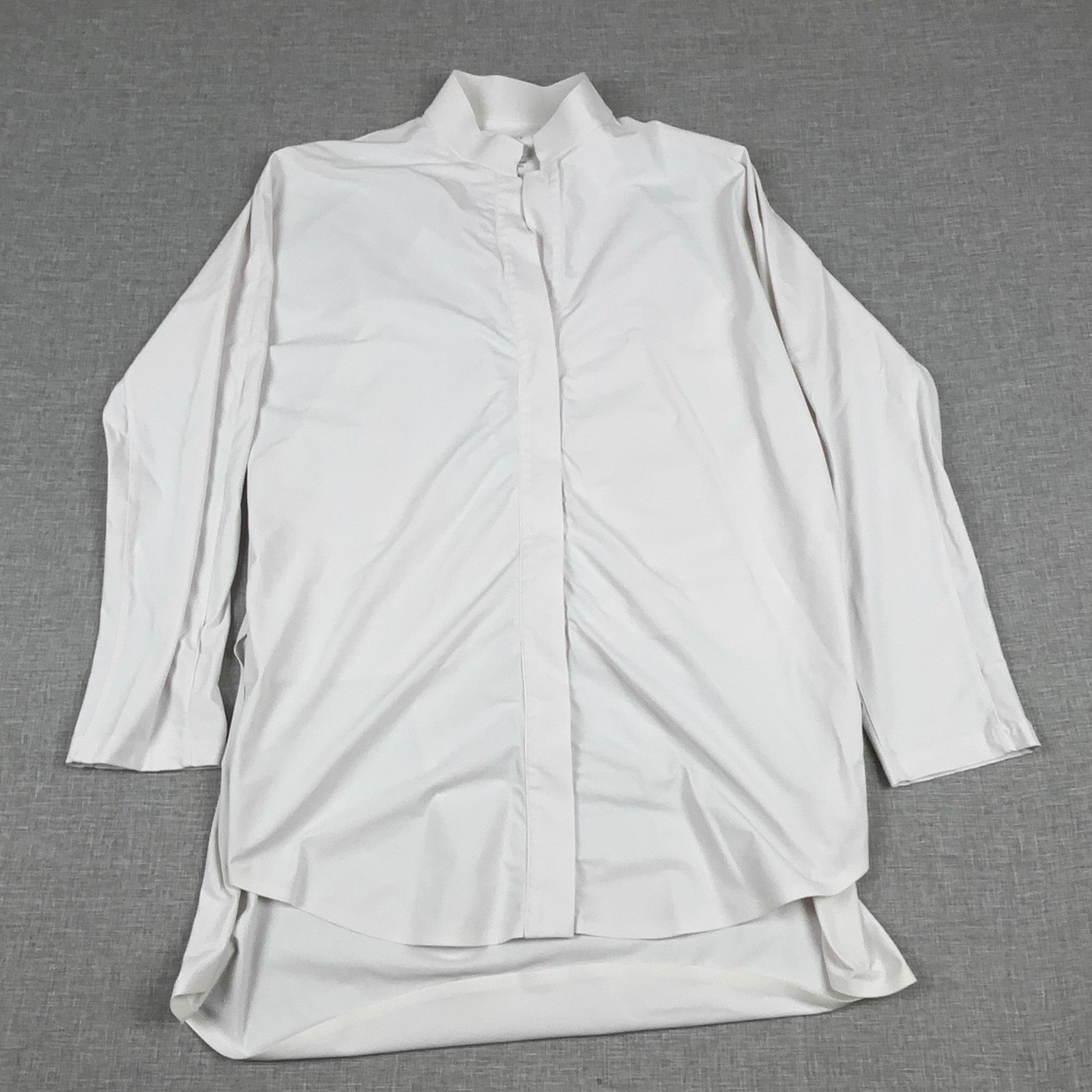 ADAY Something Borrowed Shirt Womens L White High Neck Long Sleeve Tunic Top