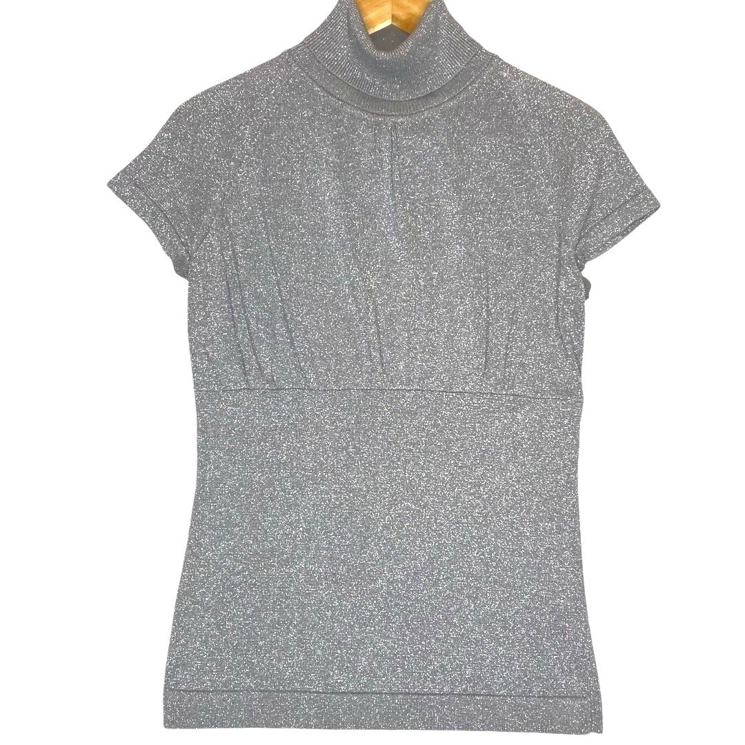 Nine West Silver Sweater Womens S Y2K Glam Casual Holiday Party Evening Office