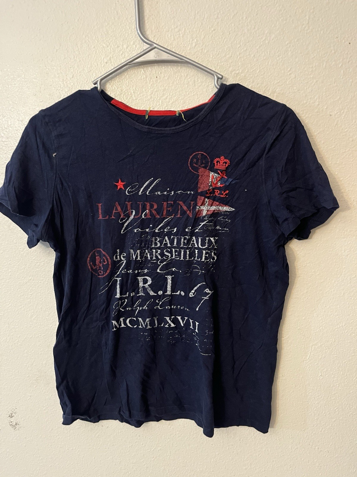 Lauren Jeans Company Ralph Lauren RLL Women’s Graphic Logo L Navy Blue LJCO