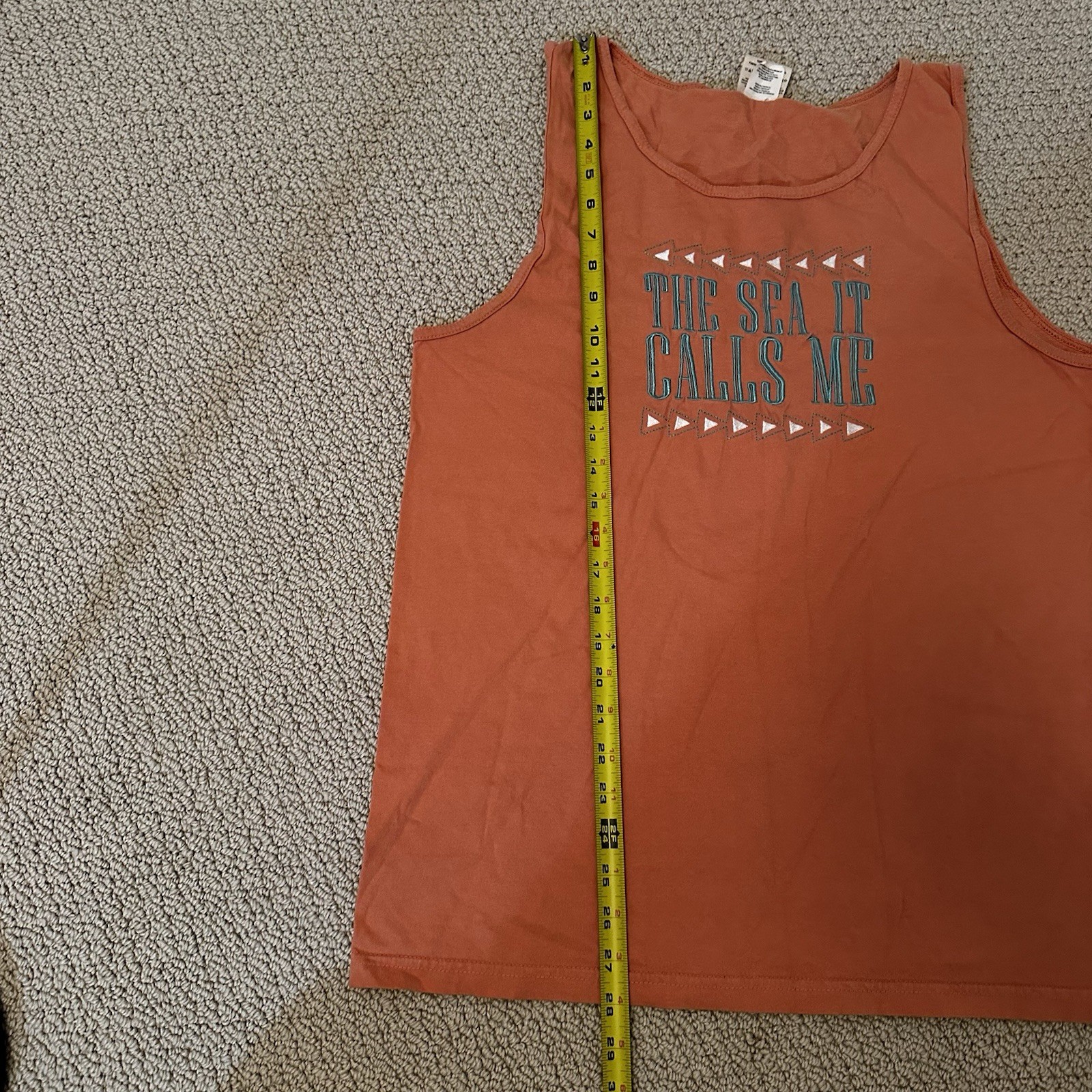 Comfort Colors Tank Top The Sea It Calls Me Orange Garment Dyed Ring Spun M New