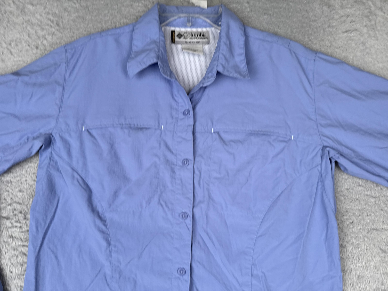 Columbia Shirt Womens Large Blue Collared Long Sleeve Titanium Hiking Top