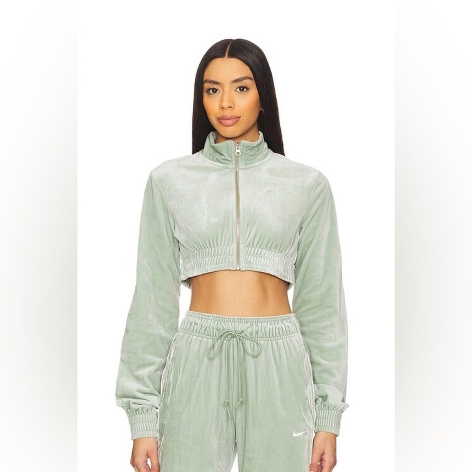 NEW Nike Velour Full-zip Top in Jade Horizon & Sail