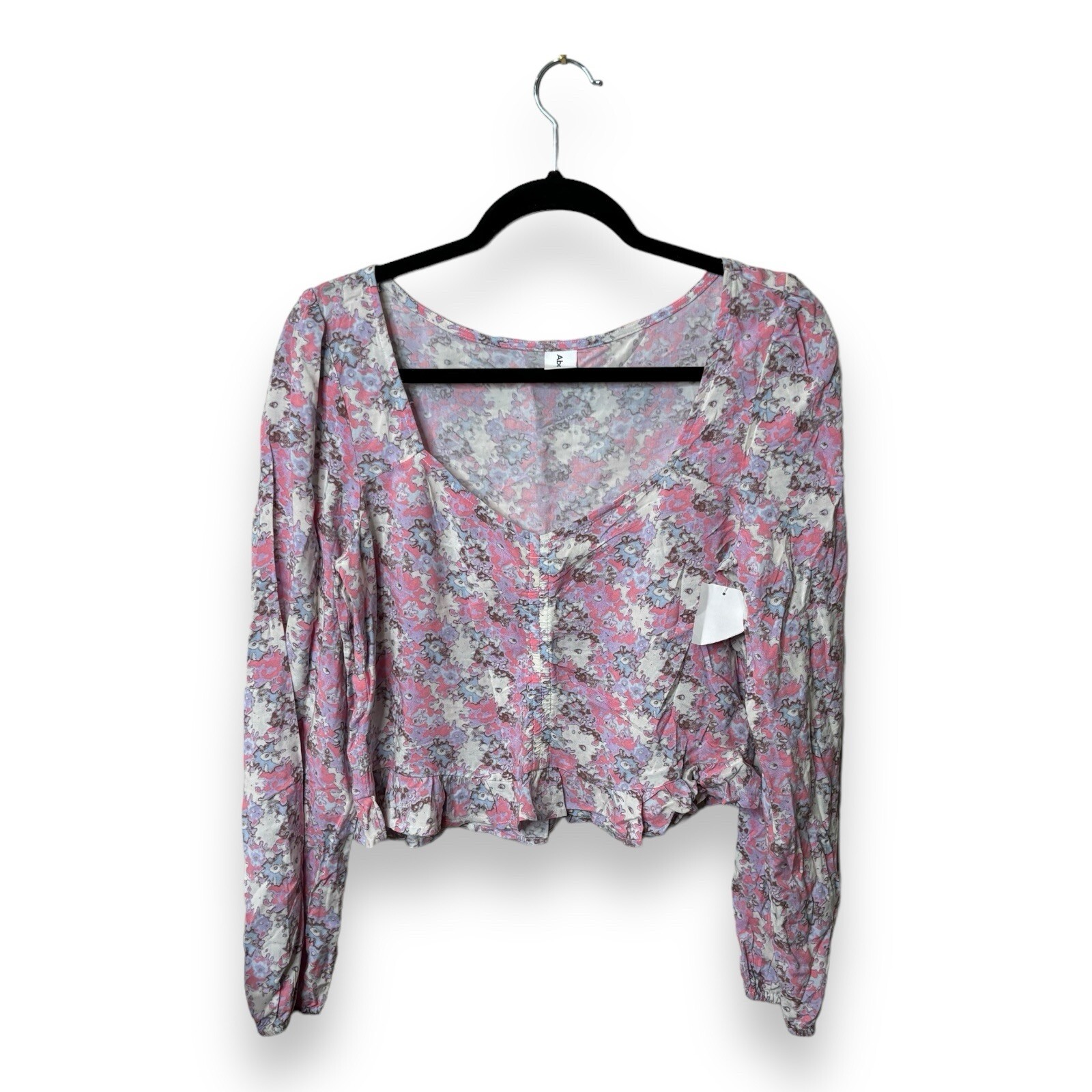 Abound Cinched Cinched Front Floral Blouse In Pink Fade To Flower Haze Size M