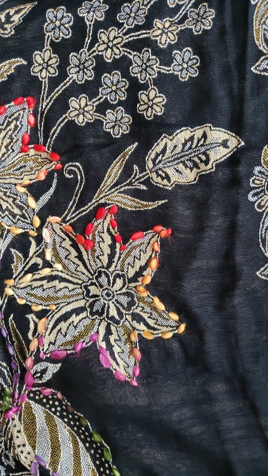 Boho Black Paisley Floral Embroidered Maxi Kimono Gypsy Hippie Duster Ca G2U
