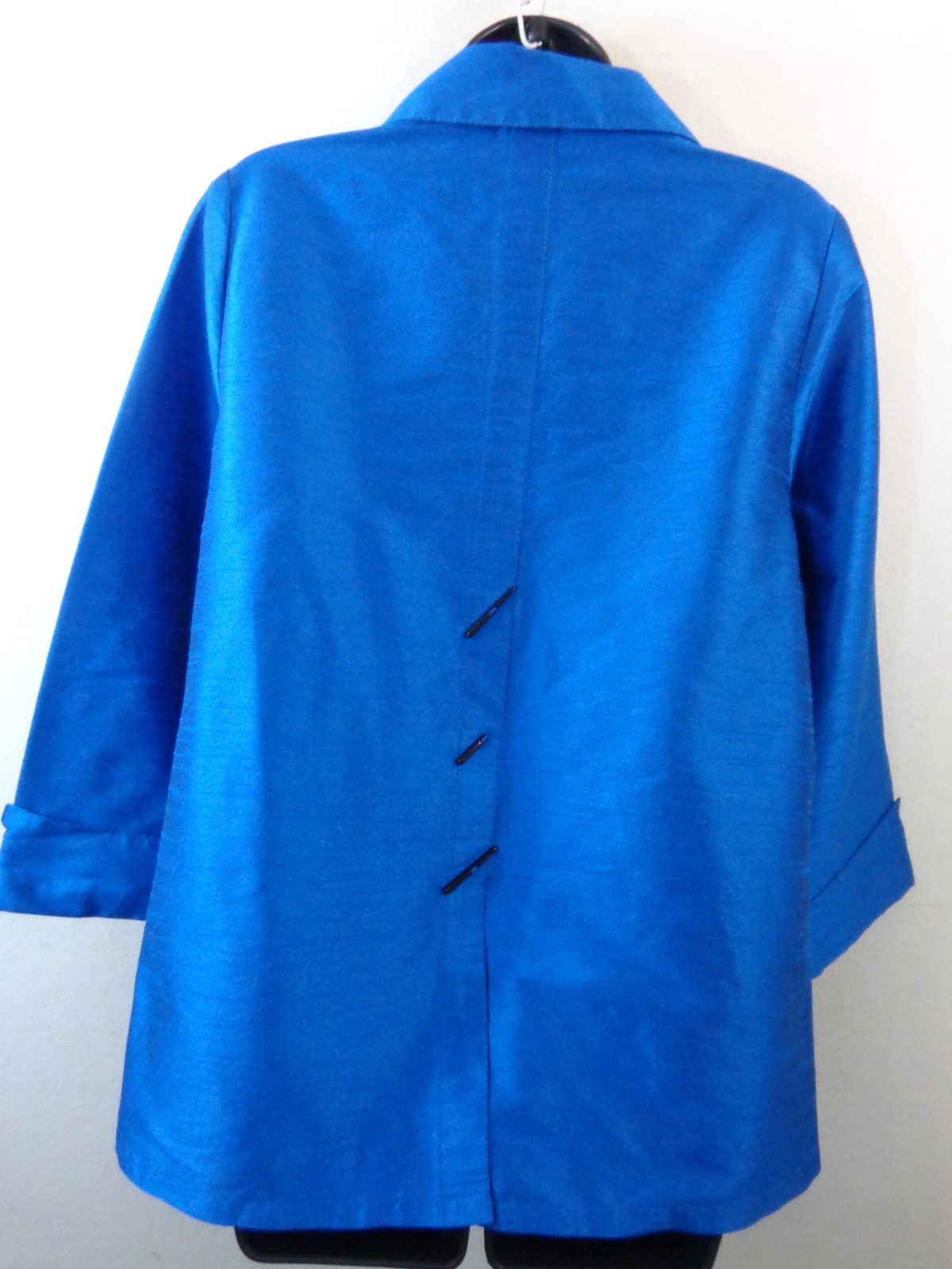 IC By Connie K Blouse Women’s L Blue Toggle Front Collared Tunic Top 3/4 Sleeve