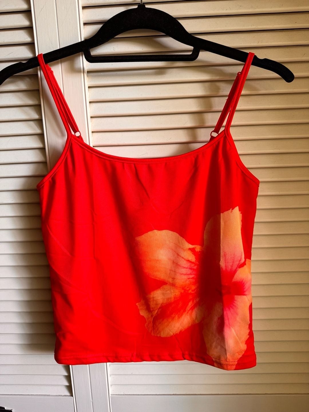 Hibiscus Print Spaghetti Strap Camisole Tank Top
