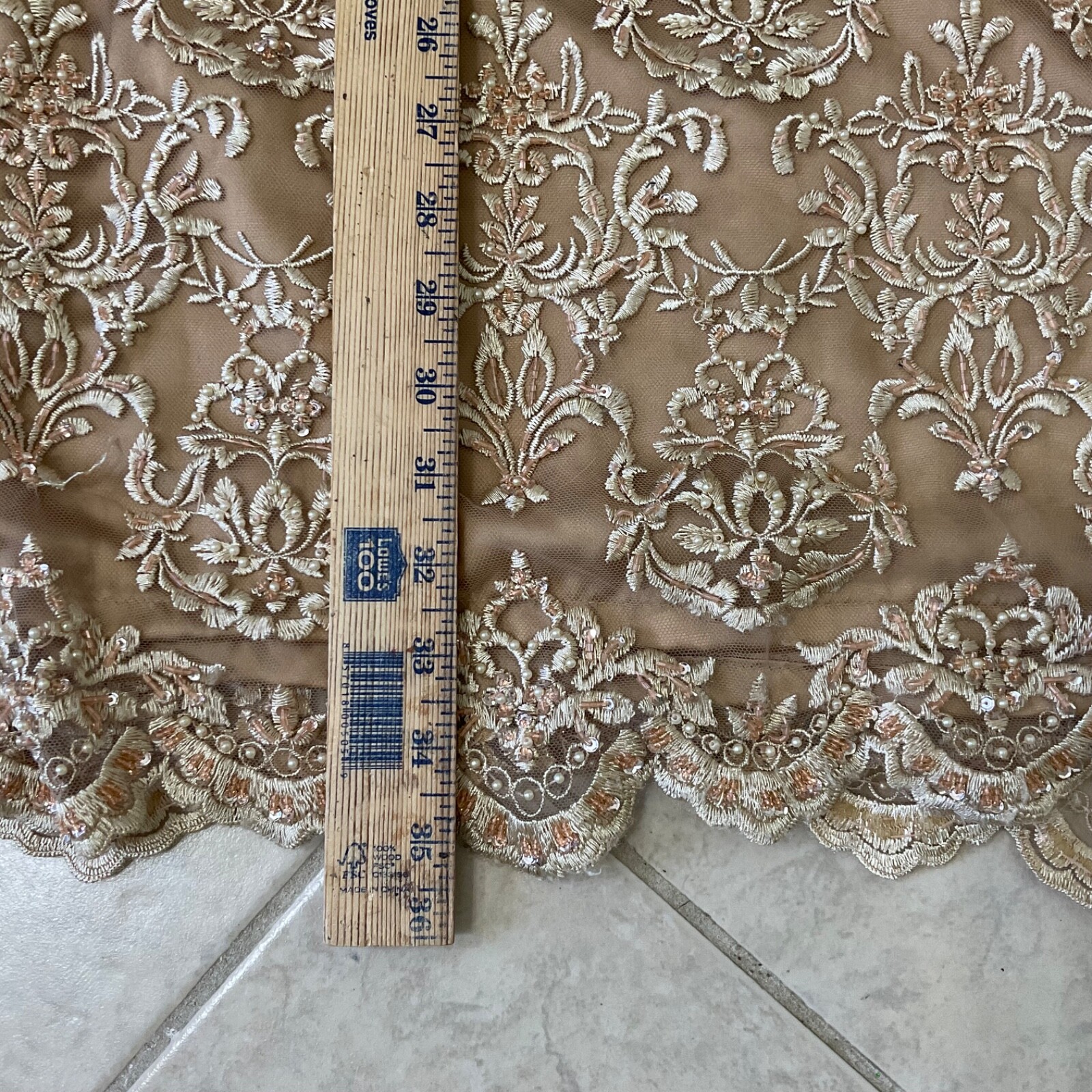 Vintage Ao Dai Long Top Embroidered seed pearls & sequin Side Slits home made.